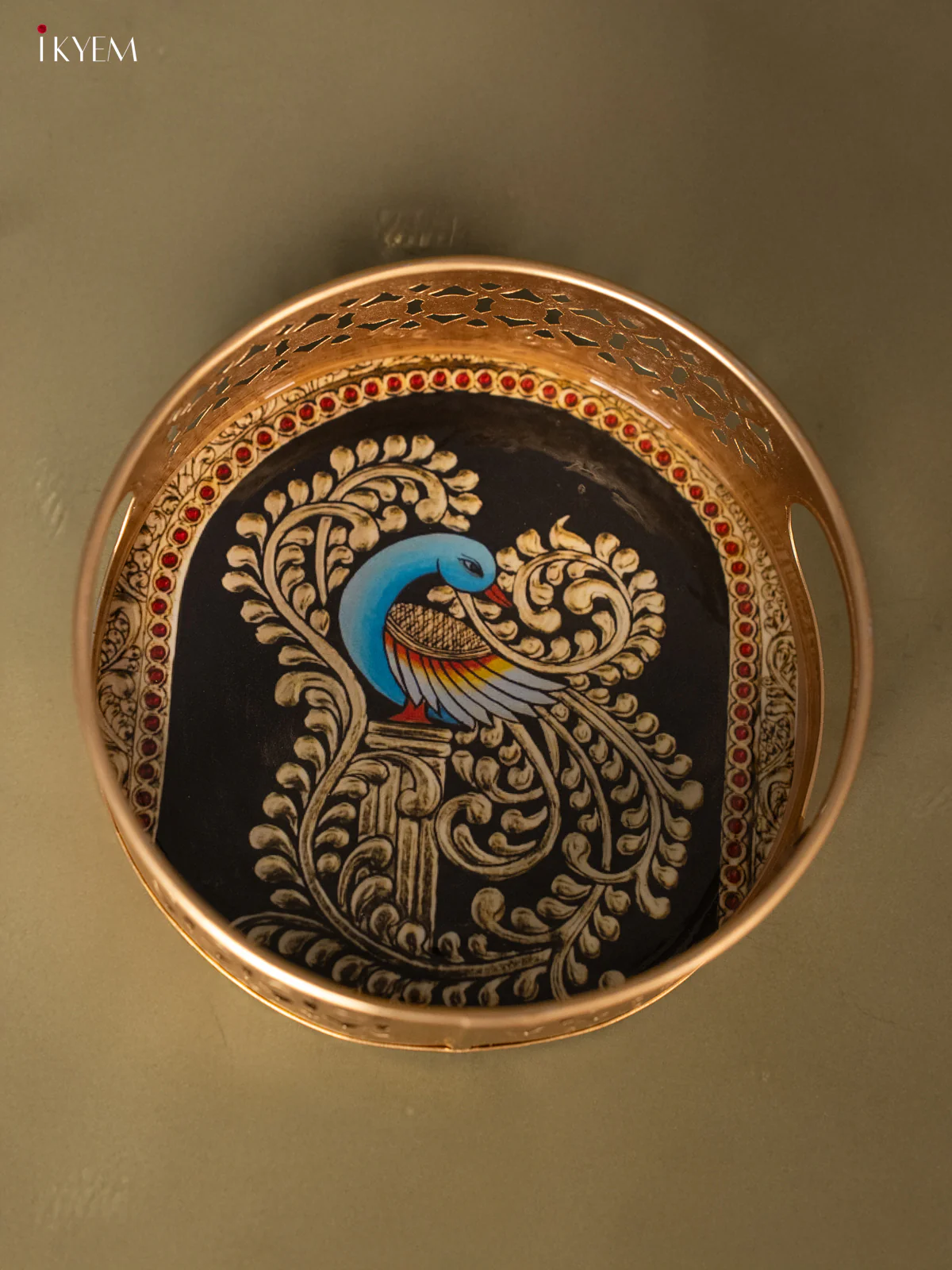 Metal Digital Tray- Peacock With Black - 6 Inches - KH05173 - Image 4