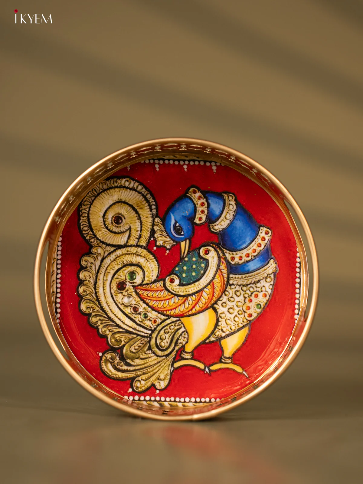 Metal Digital Tray- Peacock Blue With Gold - 6 Inches - KH05174