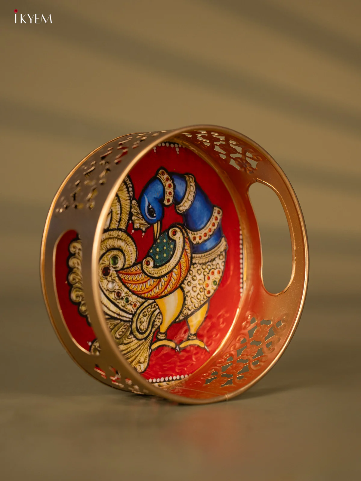 Metal Digital Tray- Peacock Blue With Gold - 6 Inches - KH05174 - Image 2