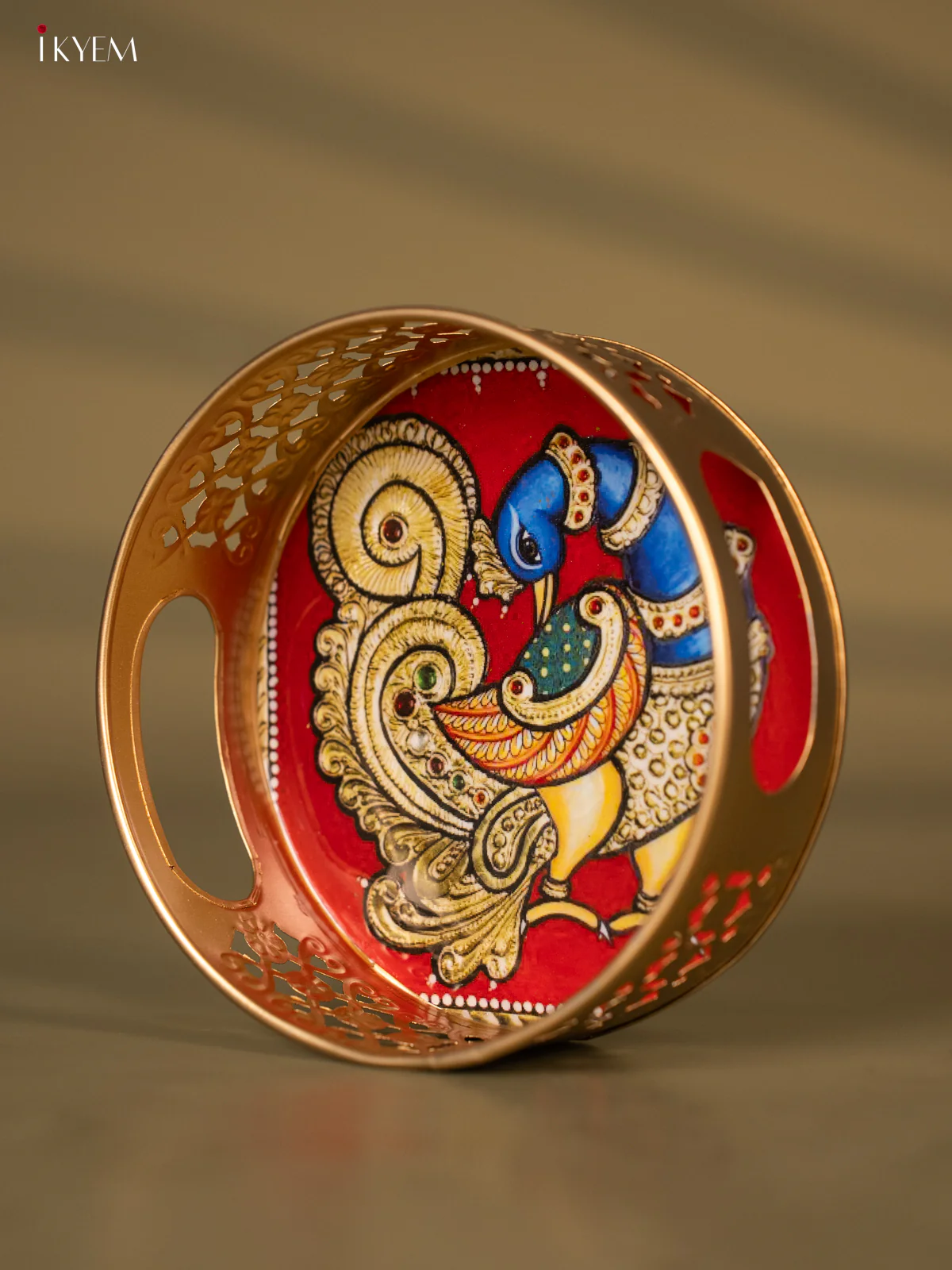 Metal Digital Tray- Peacock Blue With Gold - 6 Inches - KH05174 - Image 3
