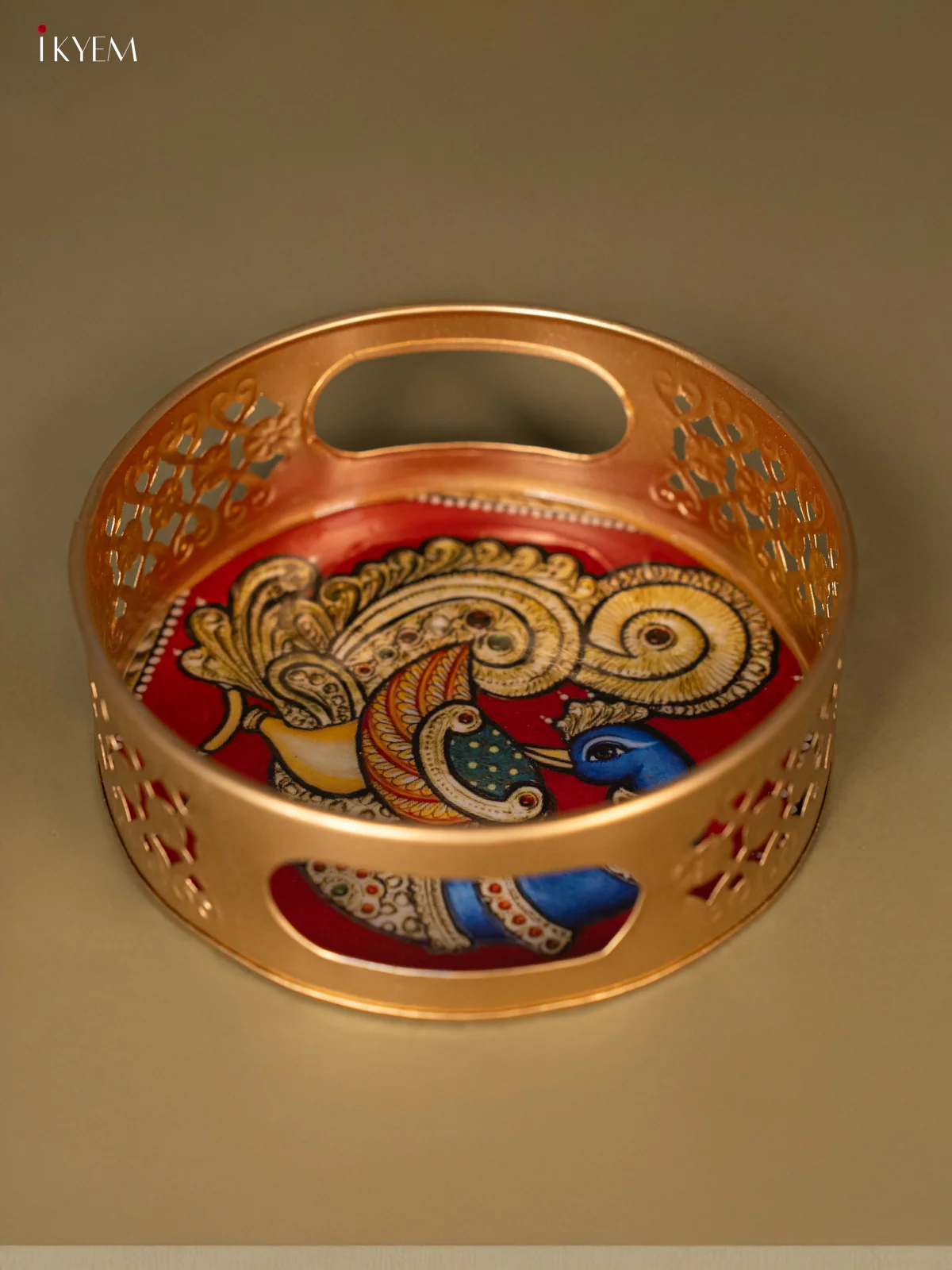 Metal Digital Tray- Peacock Blue With Gold - 6 Inches - KH05174 - Image 4