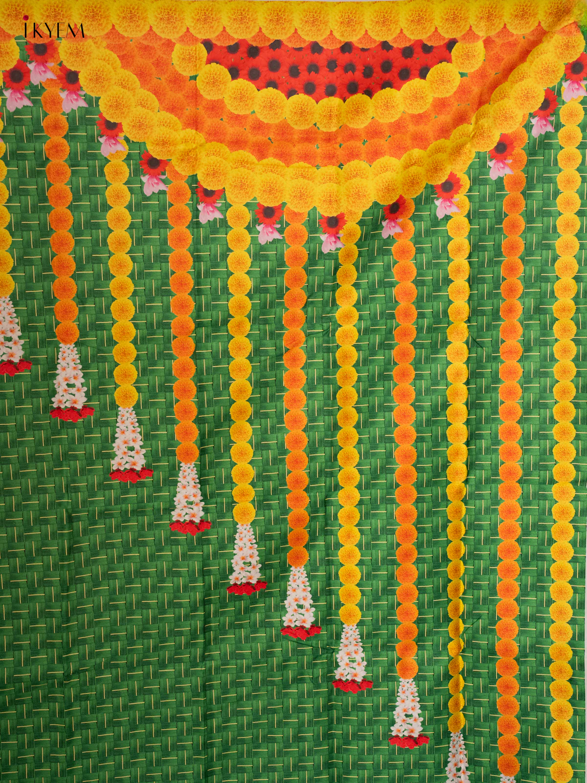 Rangoli Backdrop - Green with Red - KH06131 - Image 3
