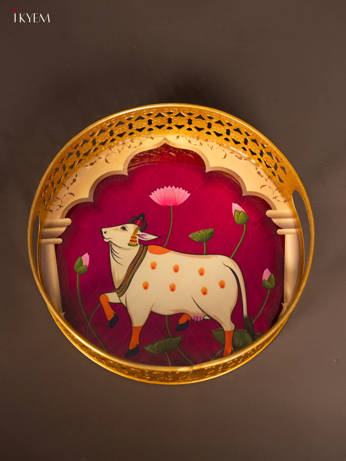 Cow Digital Printed Metal Tray - Purple - 8 Inch - KH13111 - Image 3
