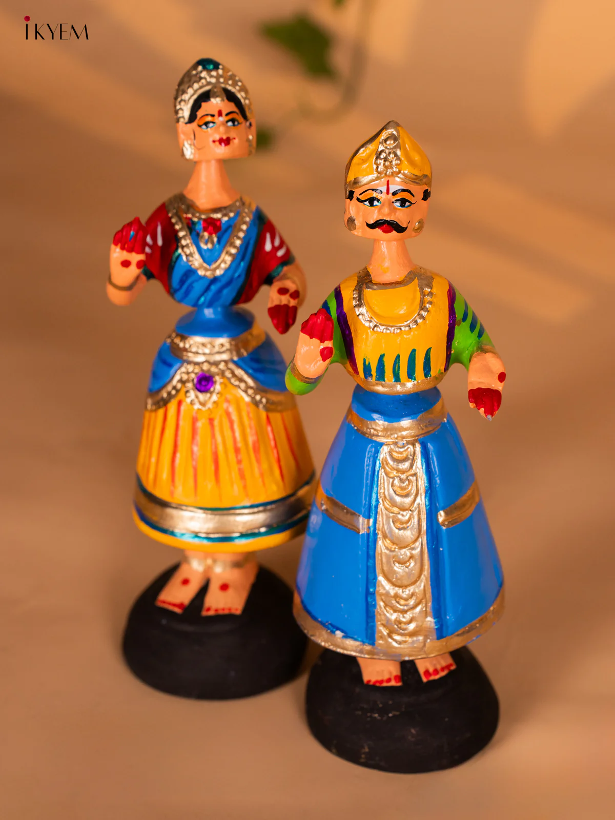 Thanjavur Dancing Doll - Couples - 9 Inches - Blue & Yellow - KH13123 - Image 4