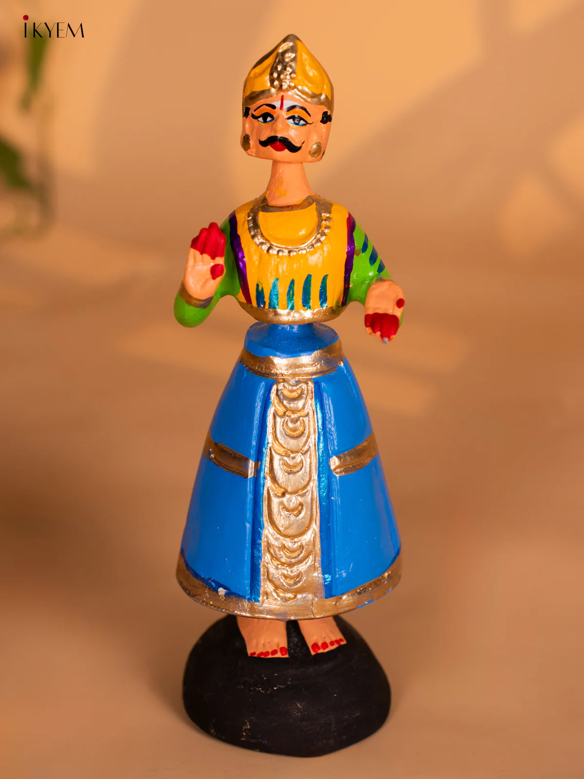 Thanjavur Dancing Doll - Couples - 9 Inches - Blue & Yellow - KH13123 - Image 5