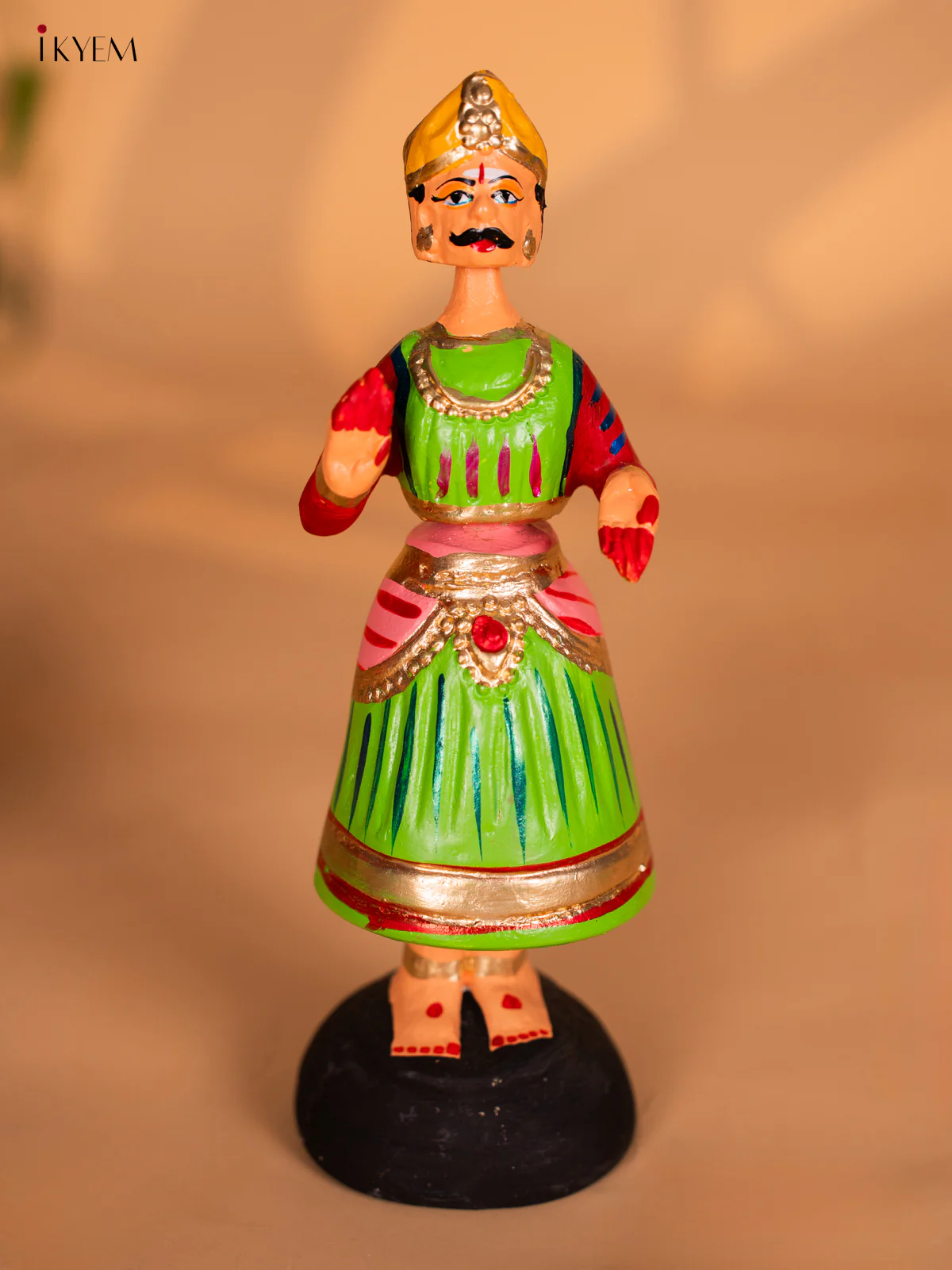 Thanjavur Dancing Doll - Couples - 9 Inches - Pink & Green - KH13125 - Image 3