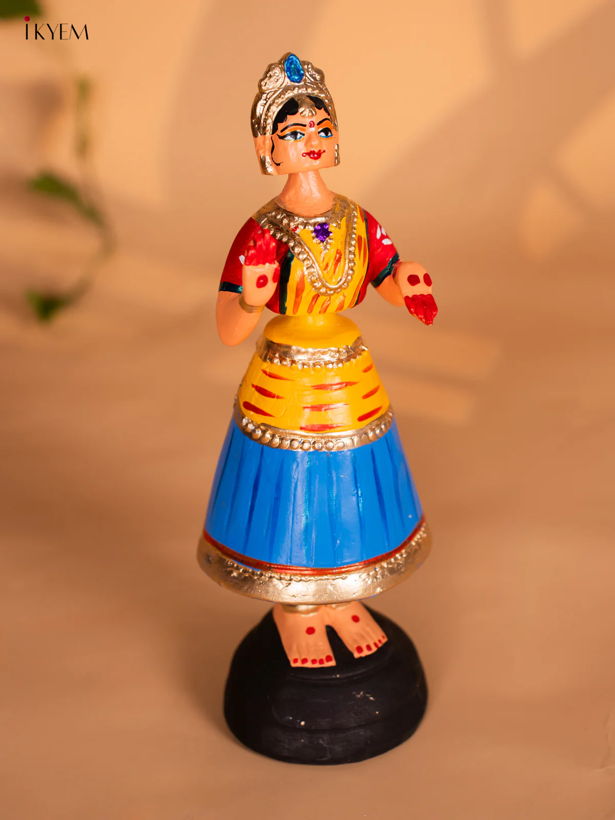 Thanjavur/Tanjore Iconic Dancing Doll - Blue with Yellow 12 Inches - KH13153 - Image 2