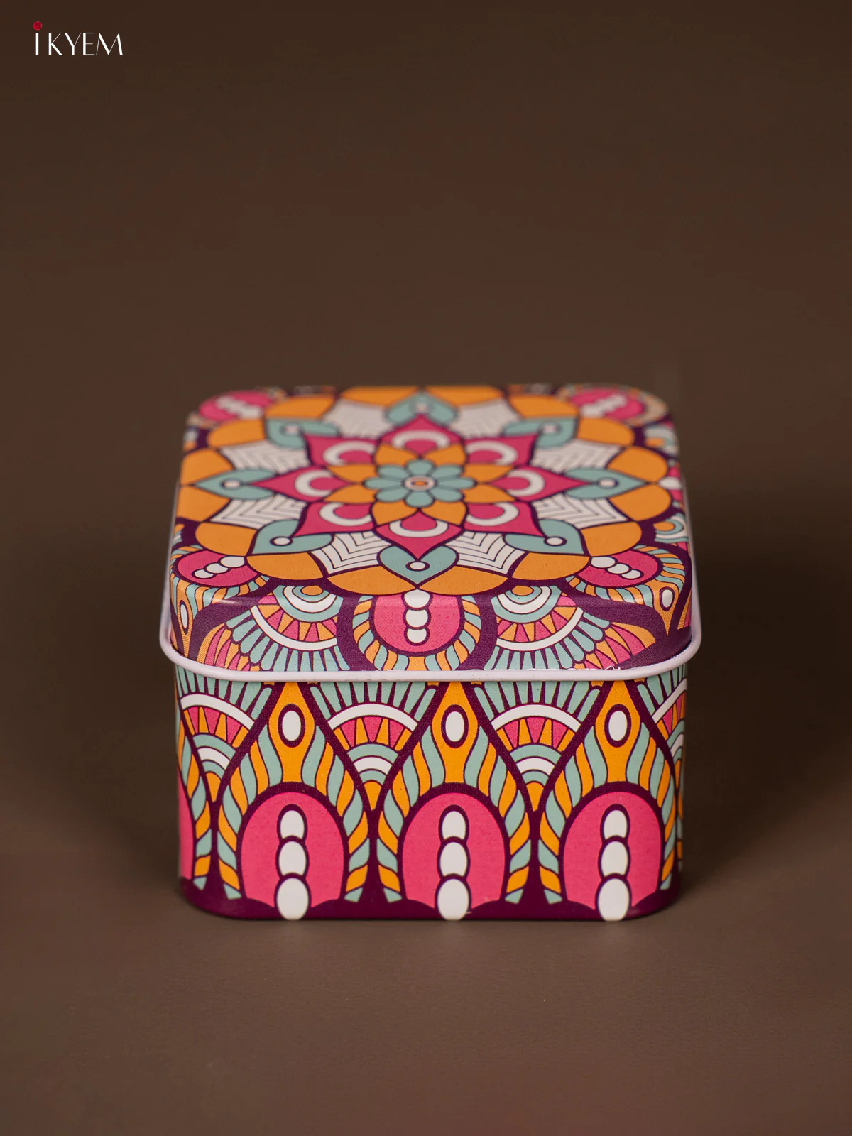Square Decorative Tin Box - Multicolour - KH14122
