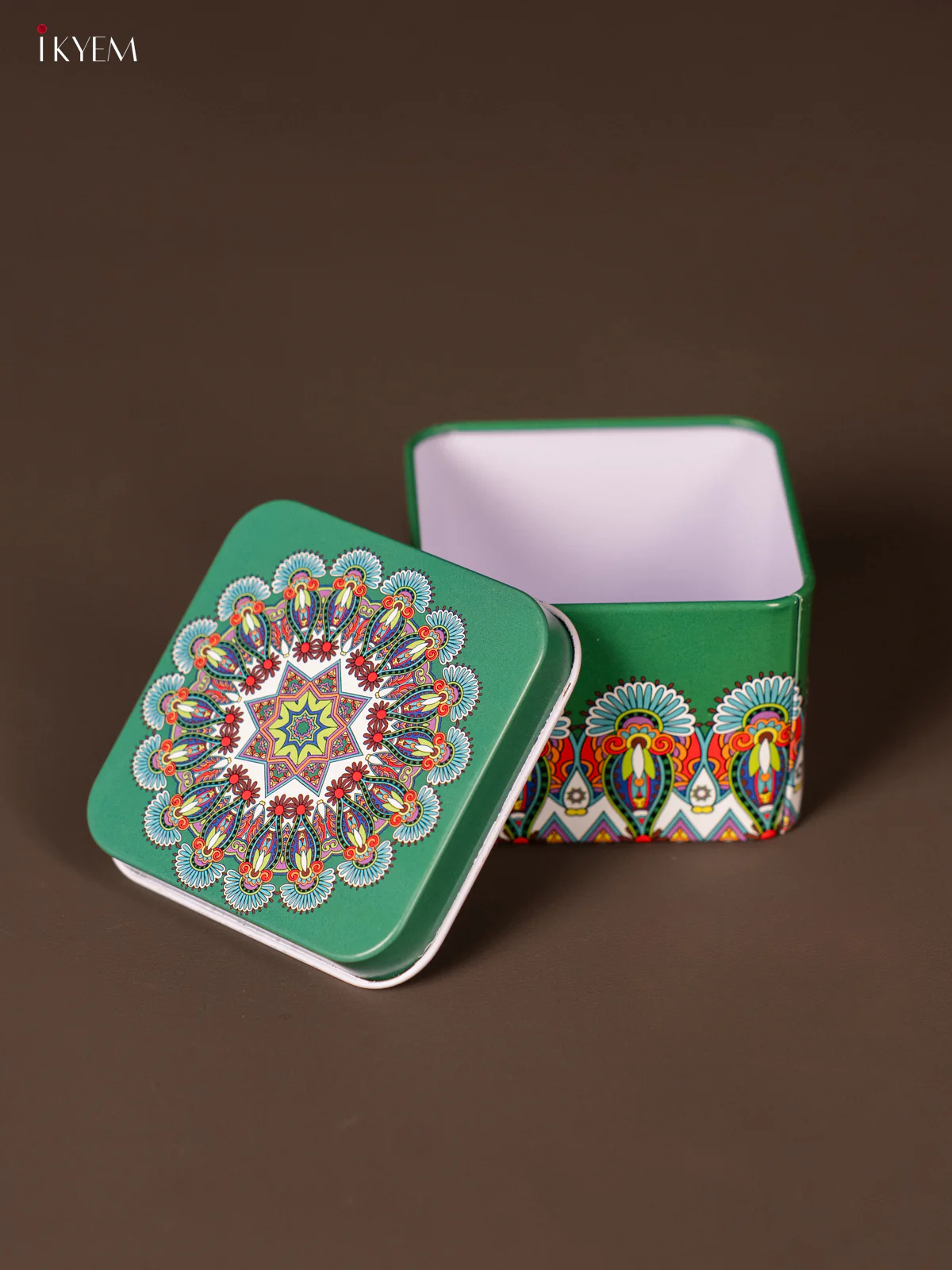 Square Decorative Tin Box - Green - KH14128 - Image 3