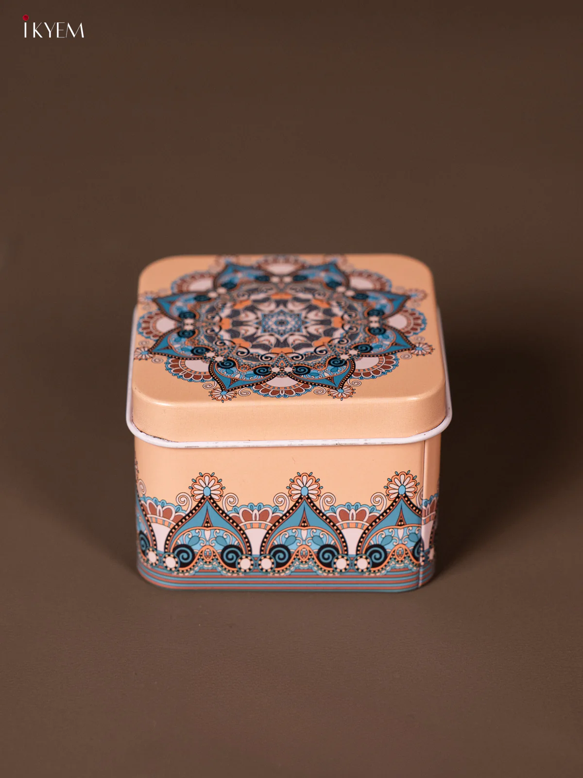 Square Decorative Tin Box - Beige - KH14129