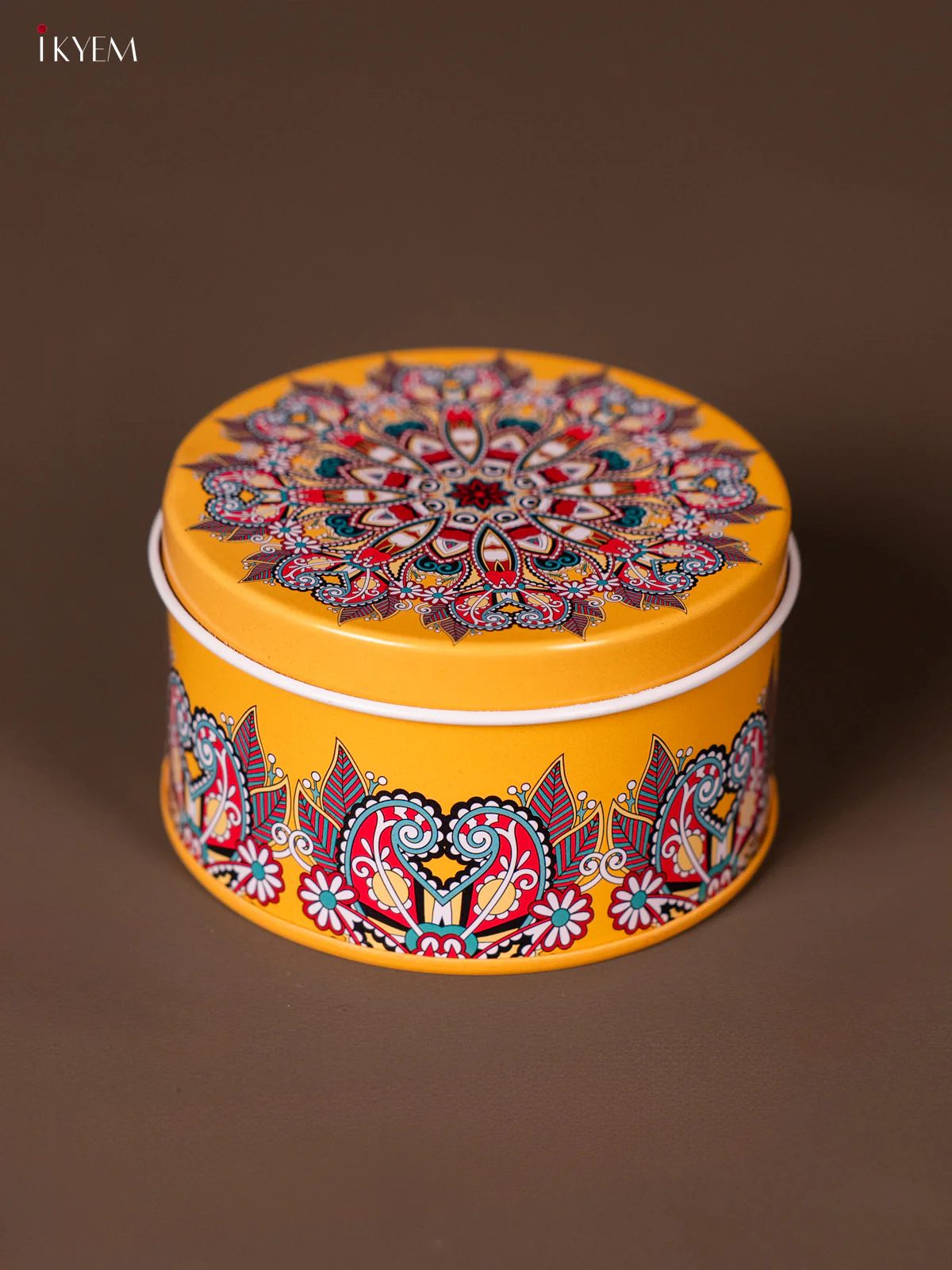 Round Decorative Tin Box - Multicolour - KH14132