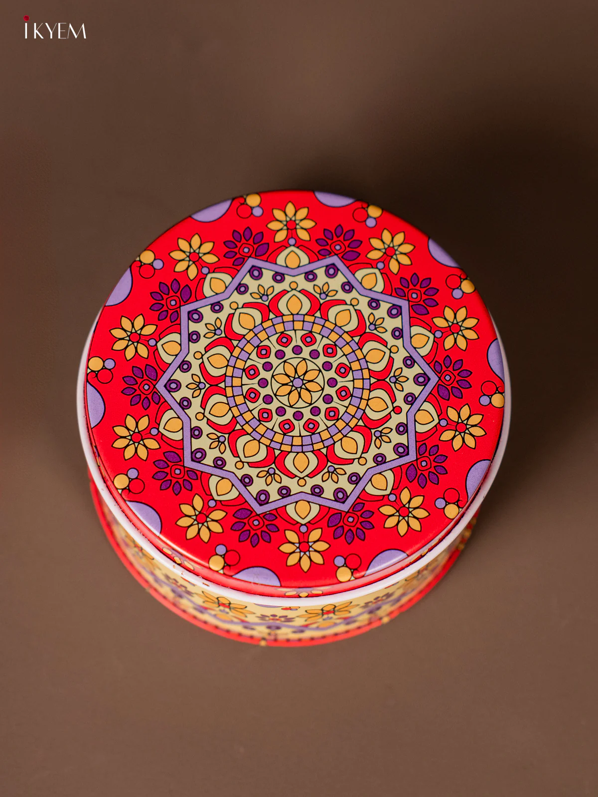 Round Decorative Tin Box - Multicolour - KH14134 - Image 2
