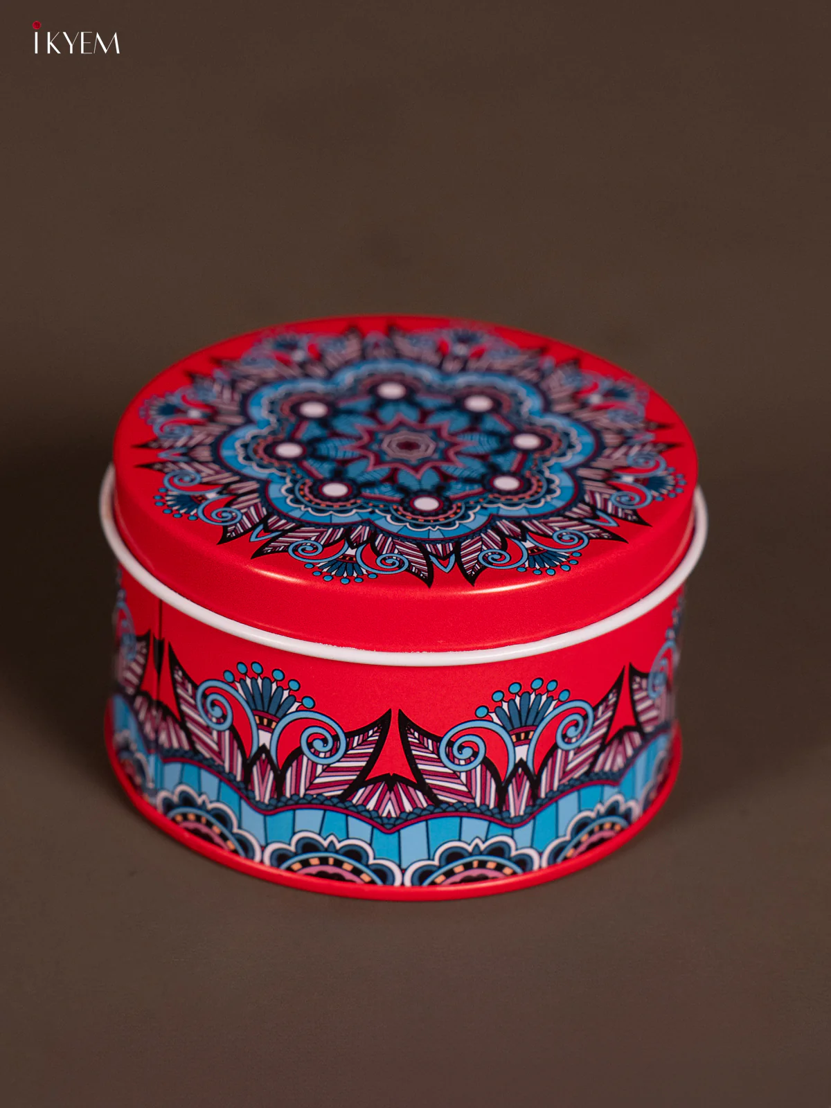 Round Decorative Tin Box - Multicolour - KH14135