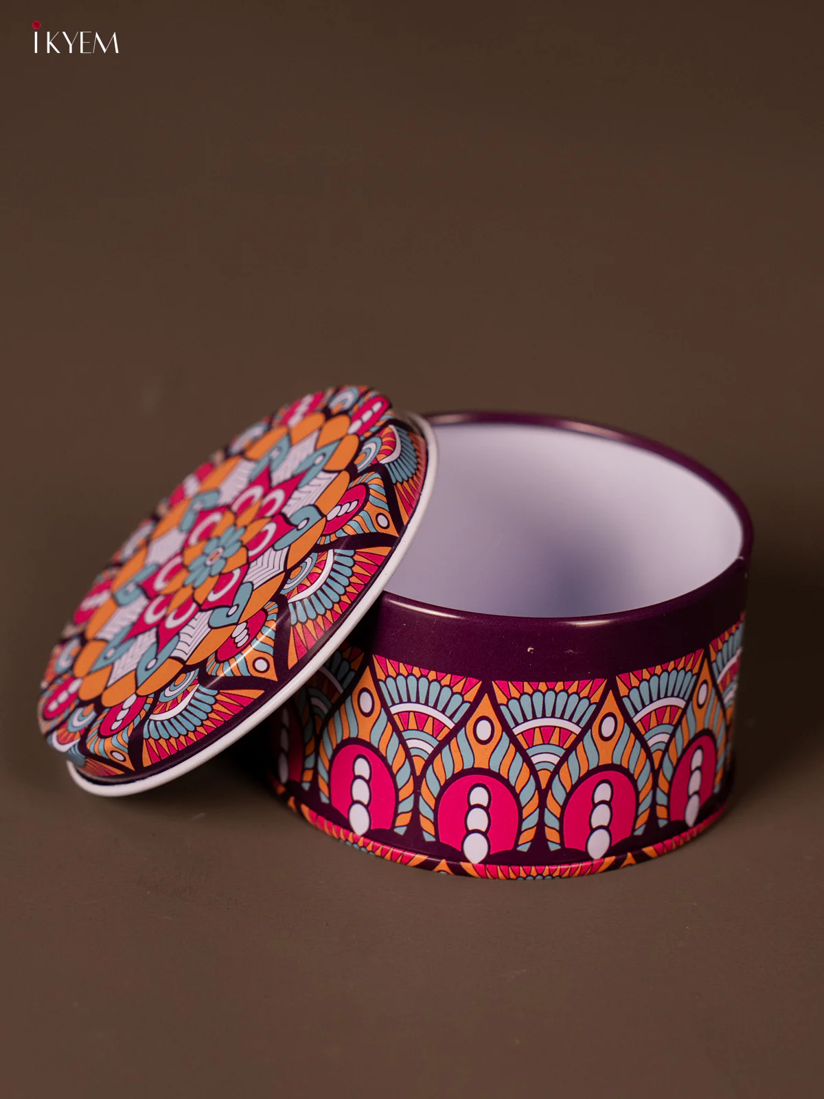 Round Decorative Tin Box - Multicolour - KH14138 - Image 3