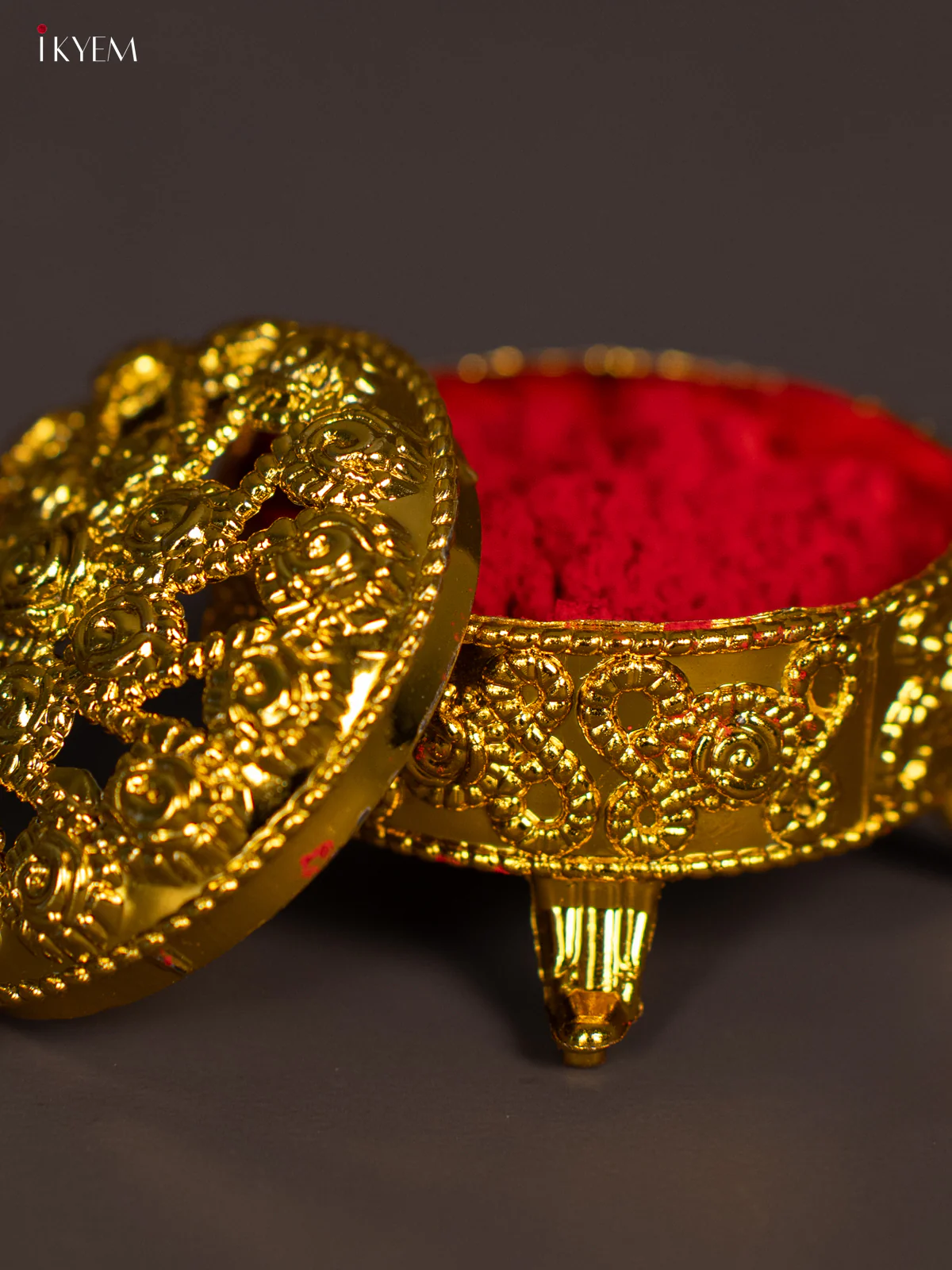 Gold Kumkum Holder with Stand - KH14144 - Image 2
