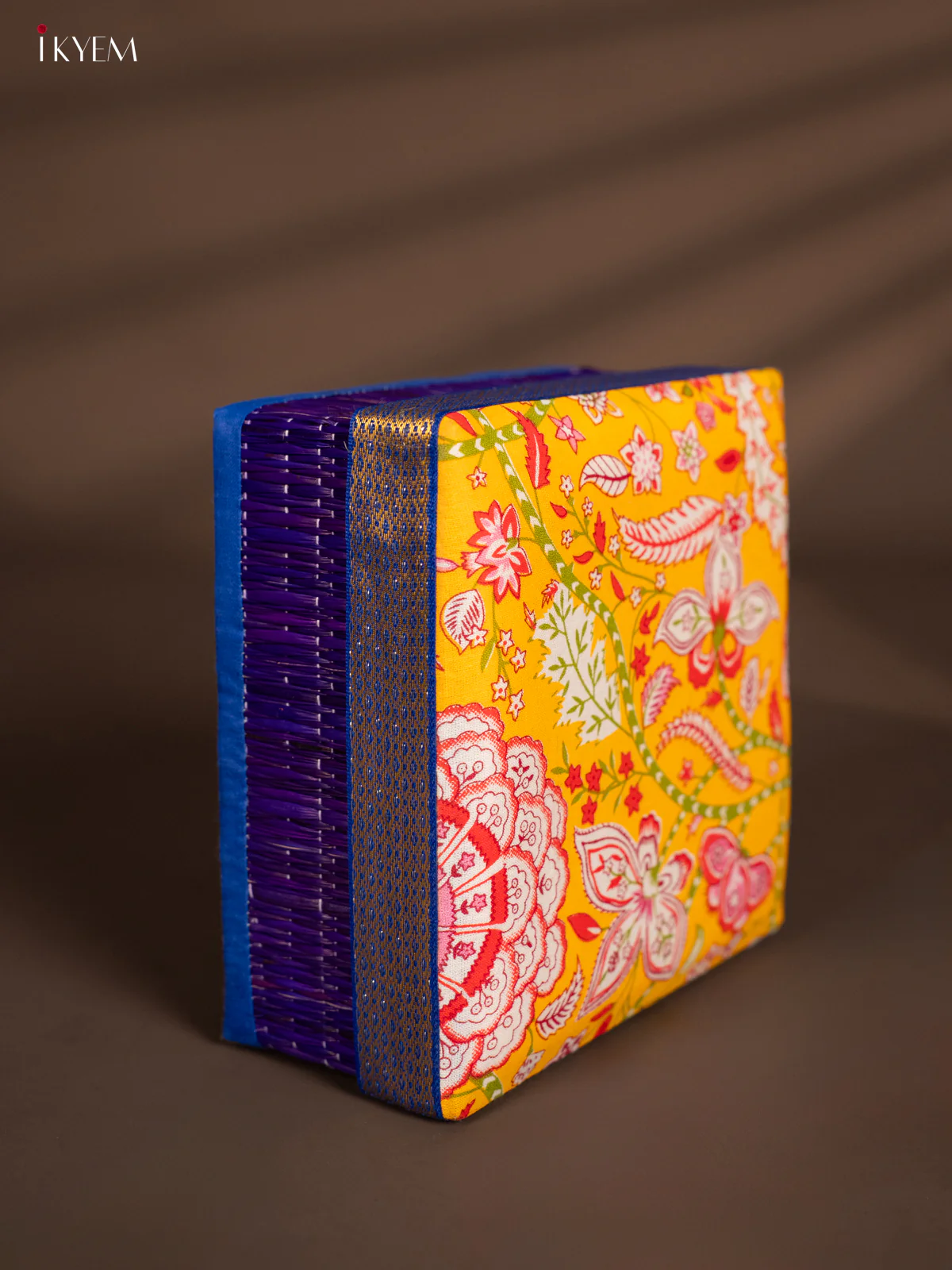 Korai Kalamkari square box - Blue - (7.5 x 7.5) Inches - KH14152 - Image 3