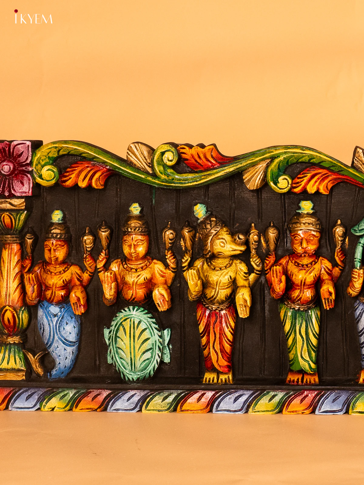 Wooden Hand Painted Carved Dasavatharam Panel - KH14173 - Image 3