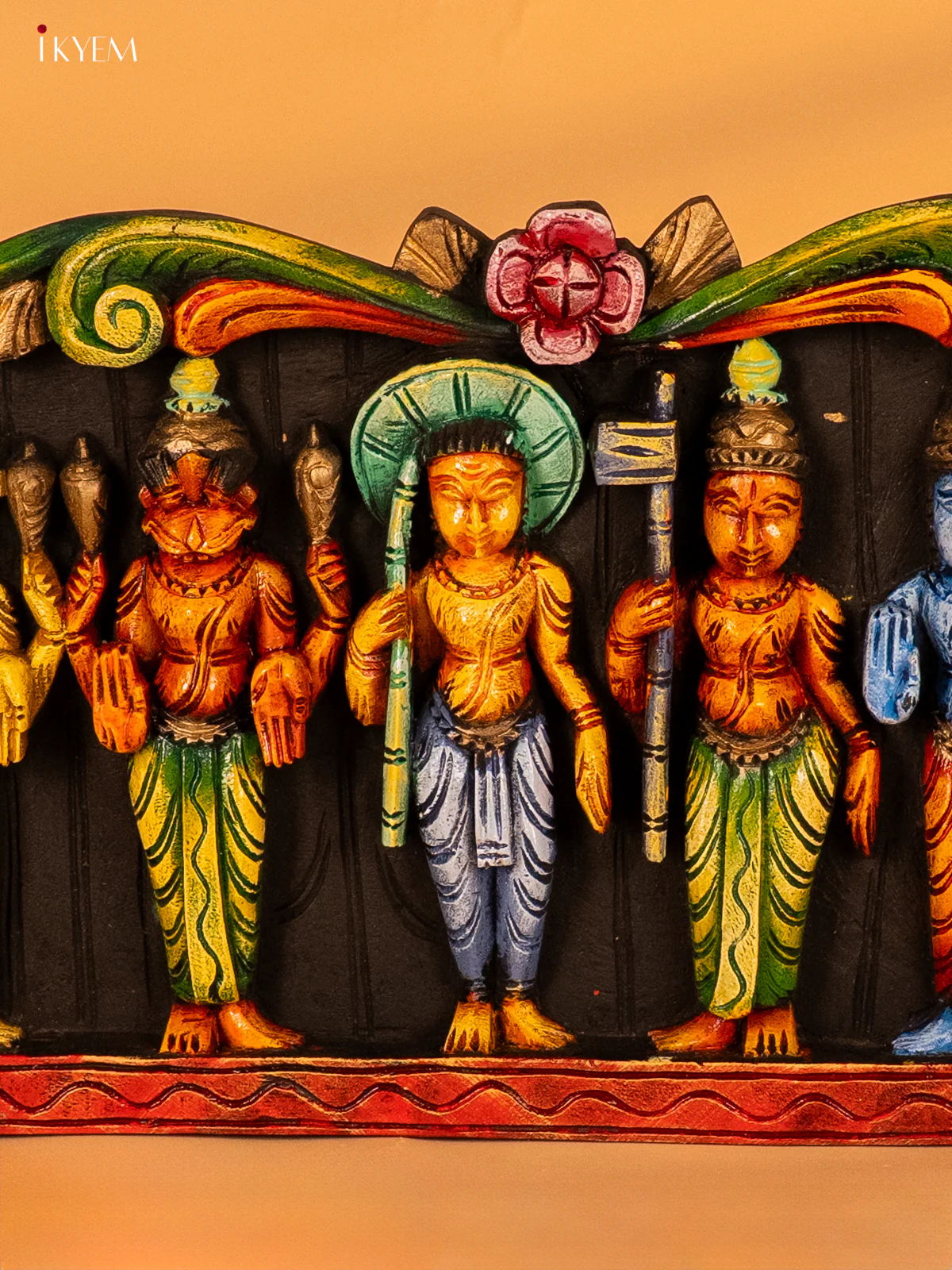 Wooden Hand Painted Carved Dasavatharam Panel - KH14174 - Image 2