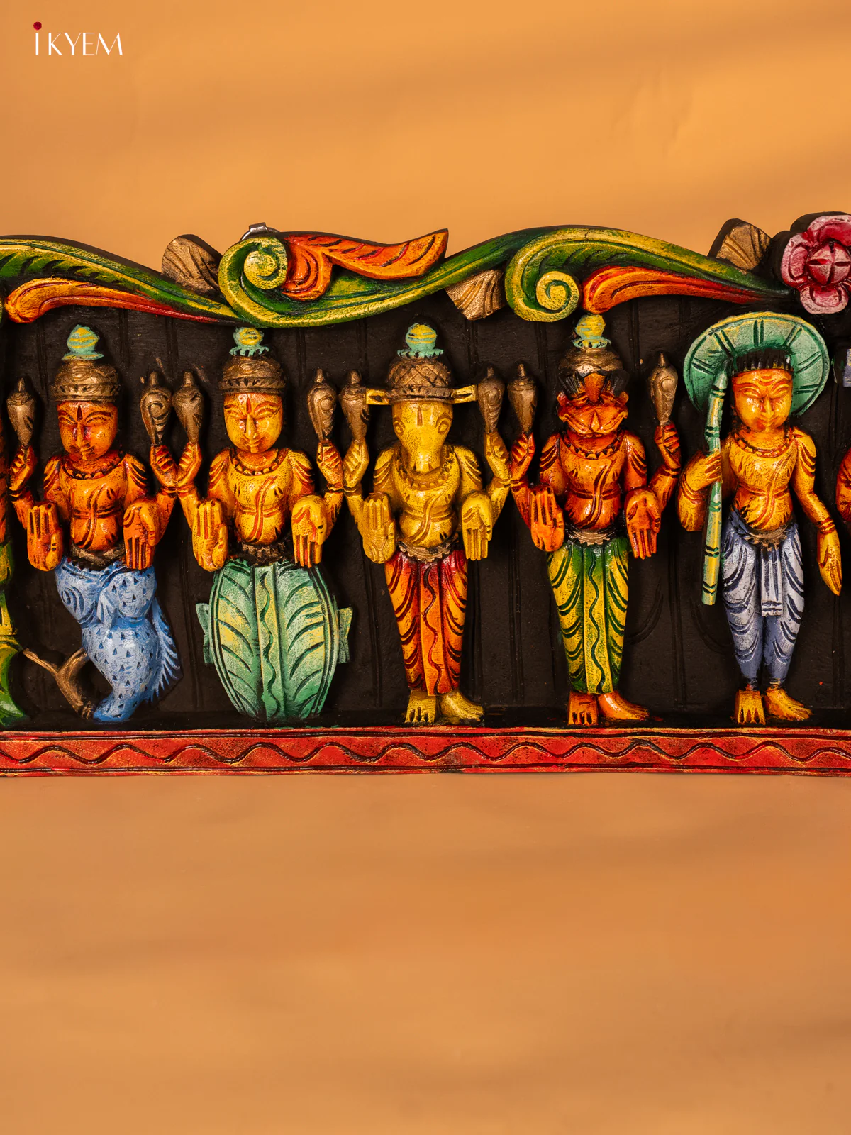 Wooden Hand Painted Carved Dasavatharam Panel - KH14174 - Image 3
