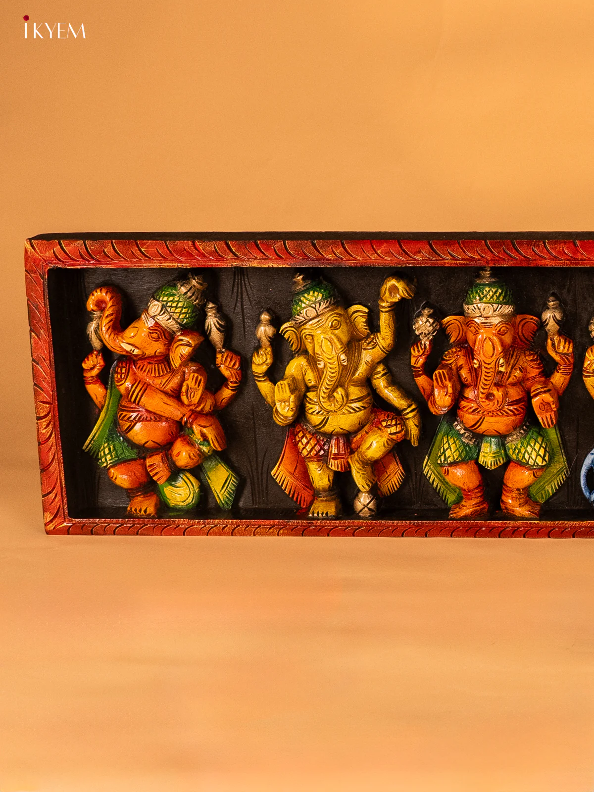 Wooden Hand Painted Carved Asta Vinayagar Panel - KH14175 - Image 2