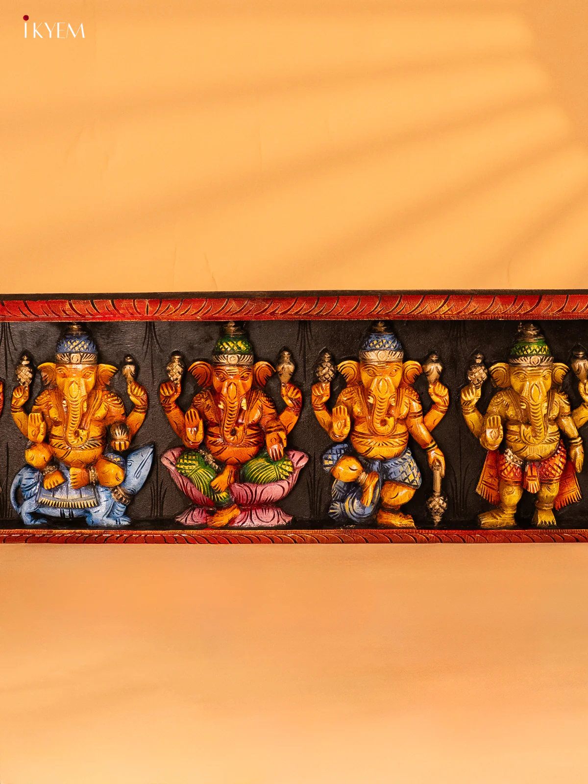 Wooden Hand Painted Carved Asta Vinayagar Panel - KH14175 - Image 3