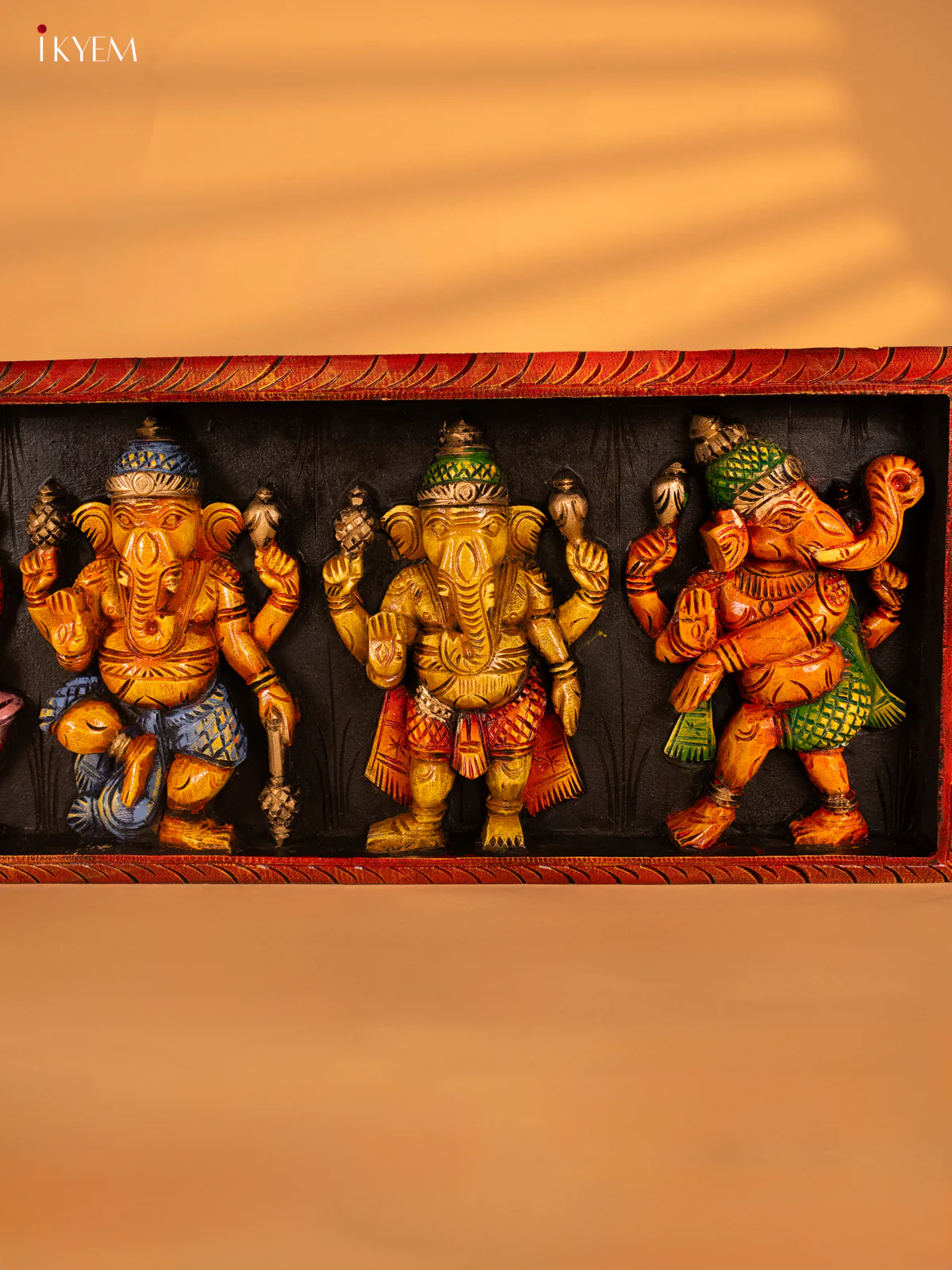 Wooden Hand Painted Carved Asta Vinayagar Panel - KH14175 - Image 4