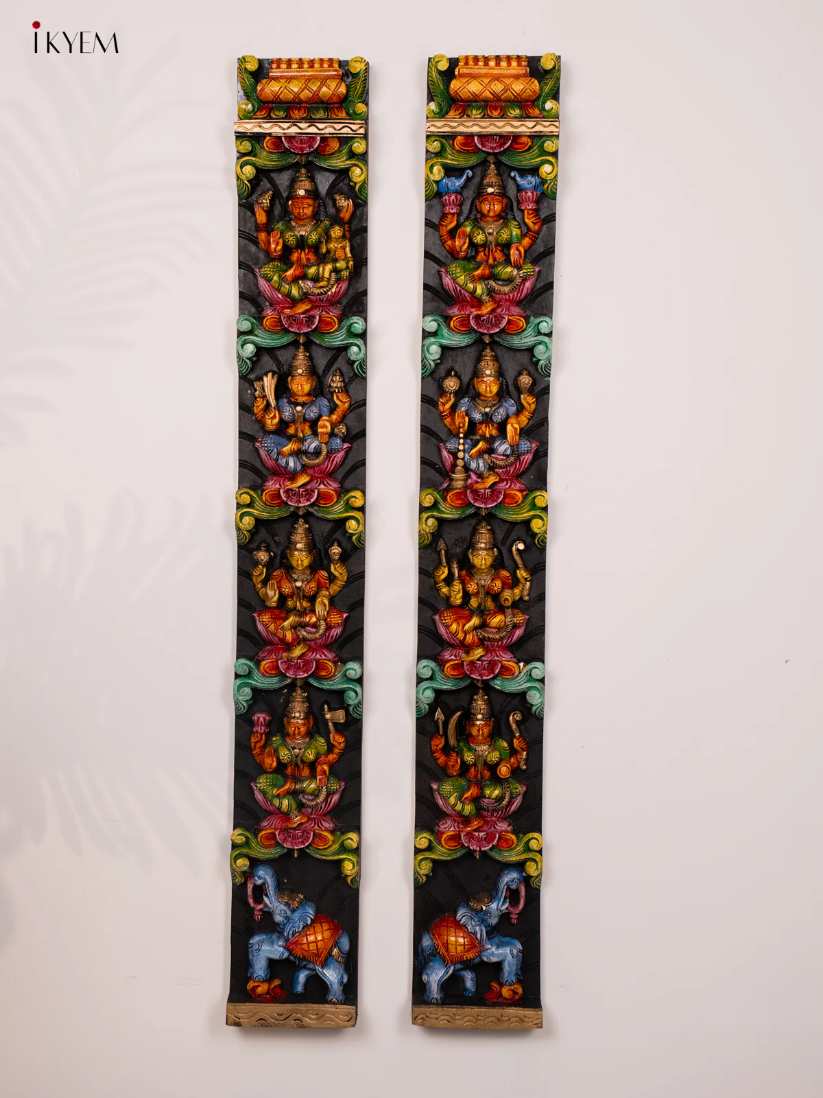 Wooden Hand Painted Carved Ashtalakshmi Panel Set - KH14176