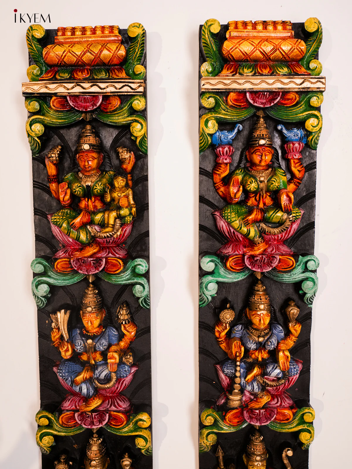 Wooden Hand Painted Carved Ashtalakshmi Panel Set - KH14176 - Image 3