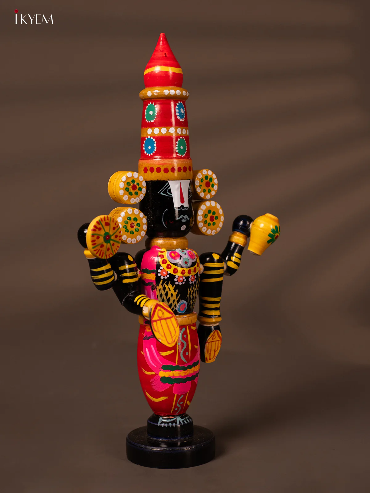 Wooden Kondapalli Hand Painted Lord Venkateswara idol - 13 Inches - Red - KH18130 - Image 2
