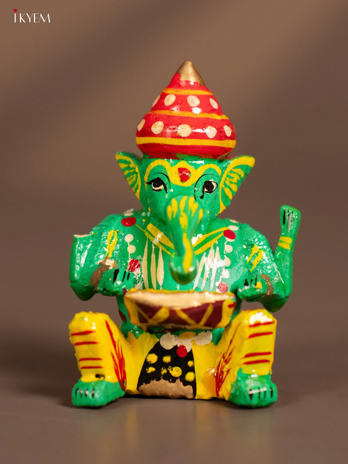 Wooden Kondapalli Hand Painted Set of 6 Small Sitting Musical Ganesh - KH18133 - Image 7