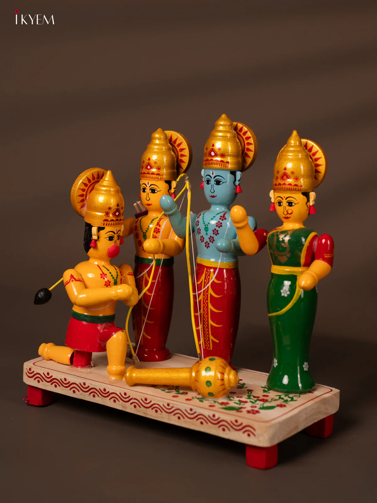 Wooden Kondapalli Hand Painted Rama Darbar Idol set - 8.5 Inches - KH18138 - Image 2