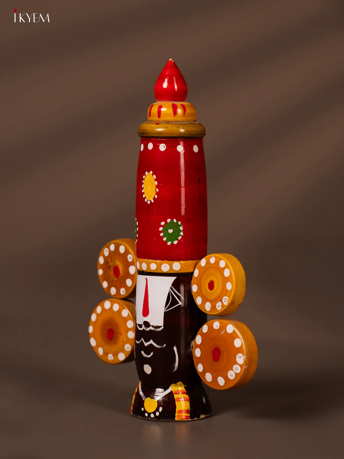 Wooden Kondapalli Hand Painted Lord Balaji Face - 7 Inches - Red - KH18145 - Image 3