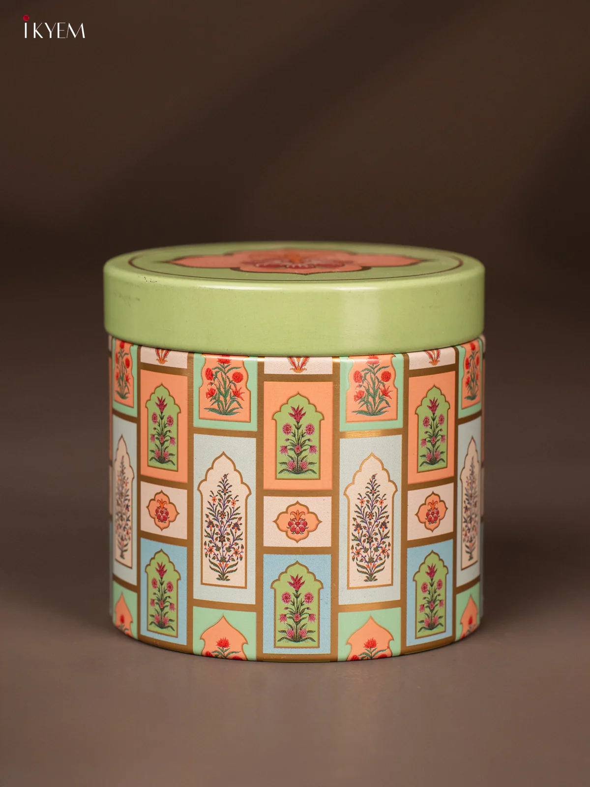 Digital Printed Dry Fruit & Snacks Tin Jar Cylinder - 3 inch - Pastel Green - KH19119