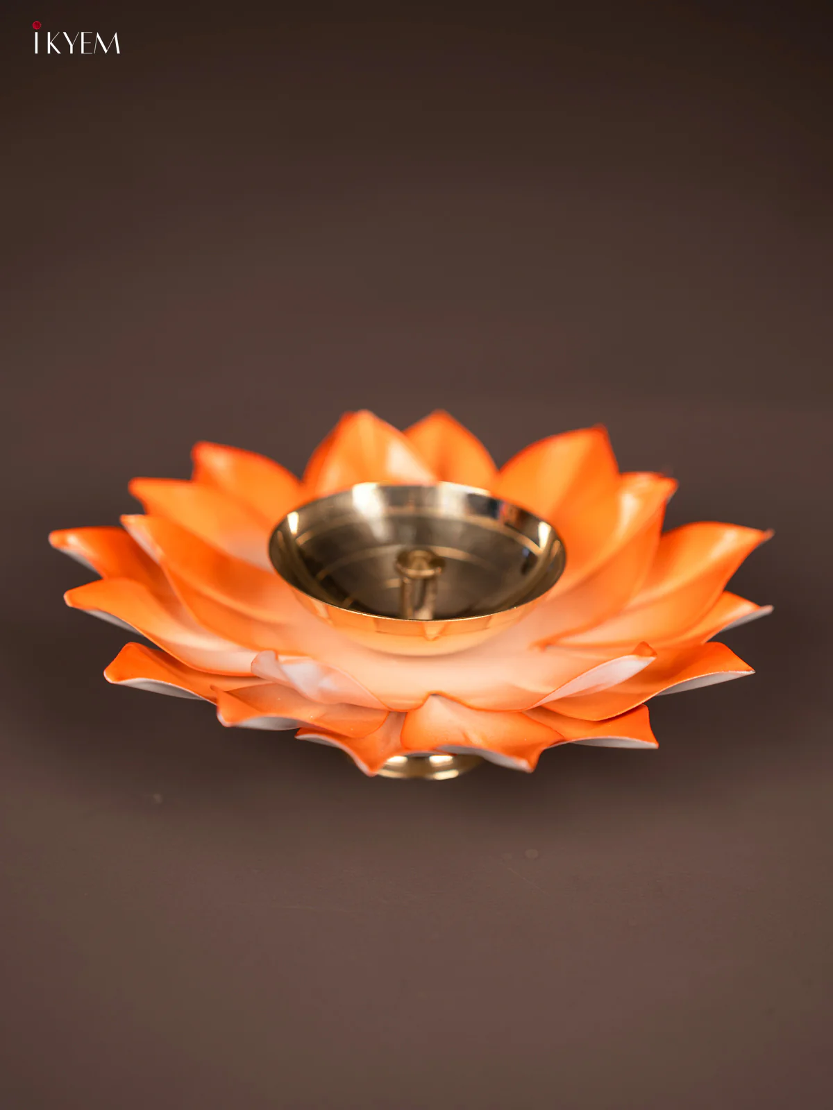 Brass Lotus Diya - Orange - 6-Inches- KH20115 - Image 2