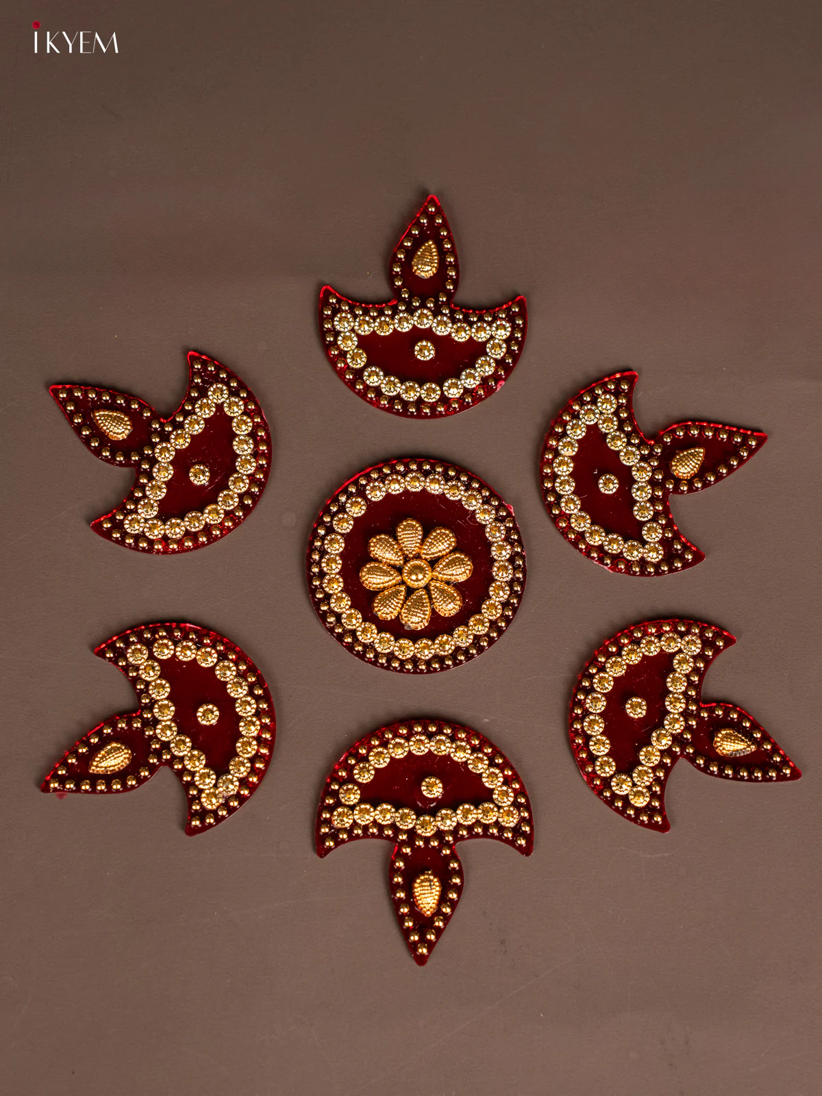Plastic Mini Rangoli - Diya - Red - KH21240