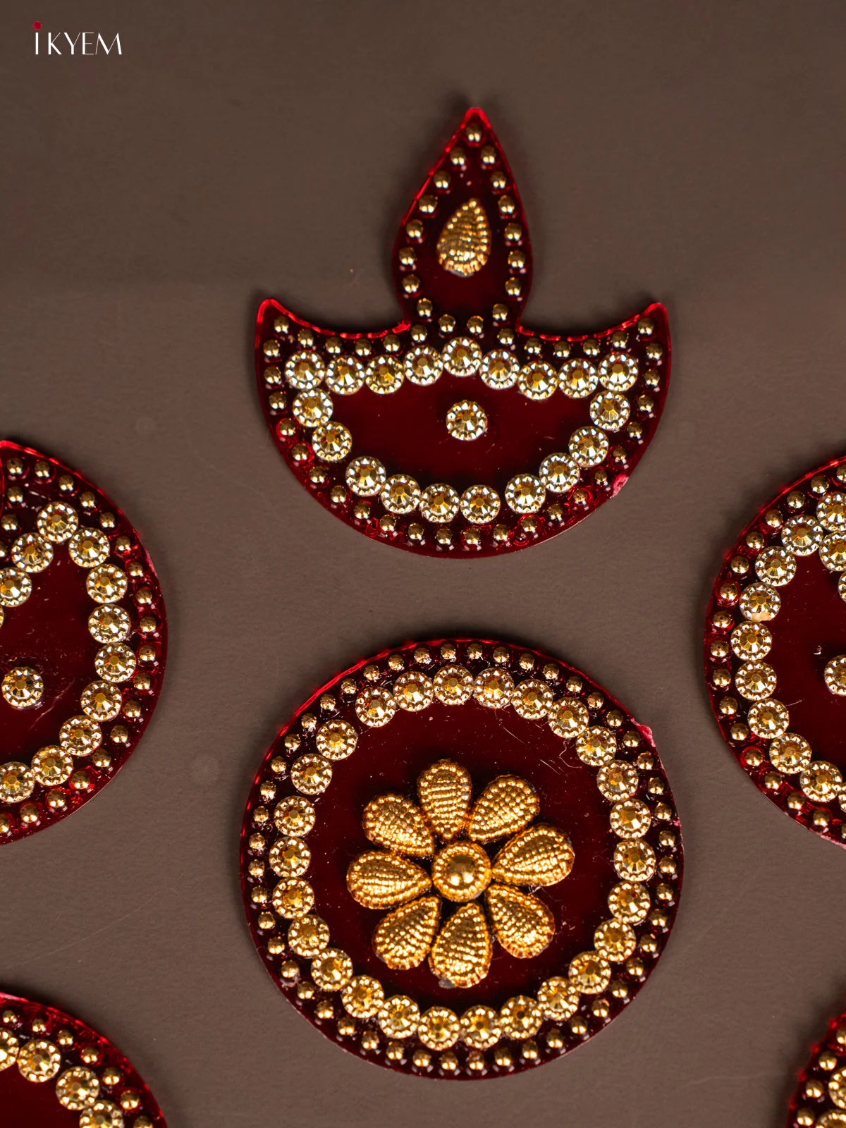 Plastic Mini Rangoli - Diya - Red - KH21240 - Image 3