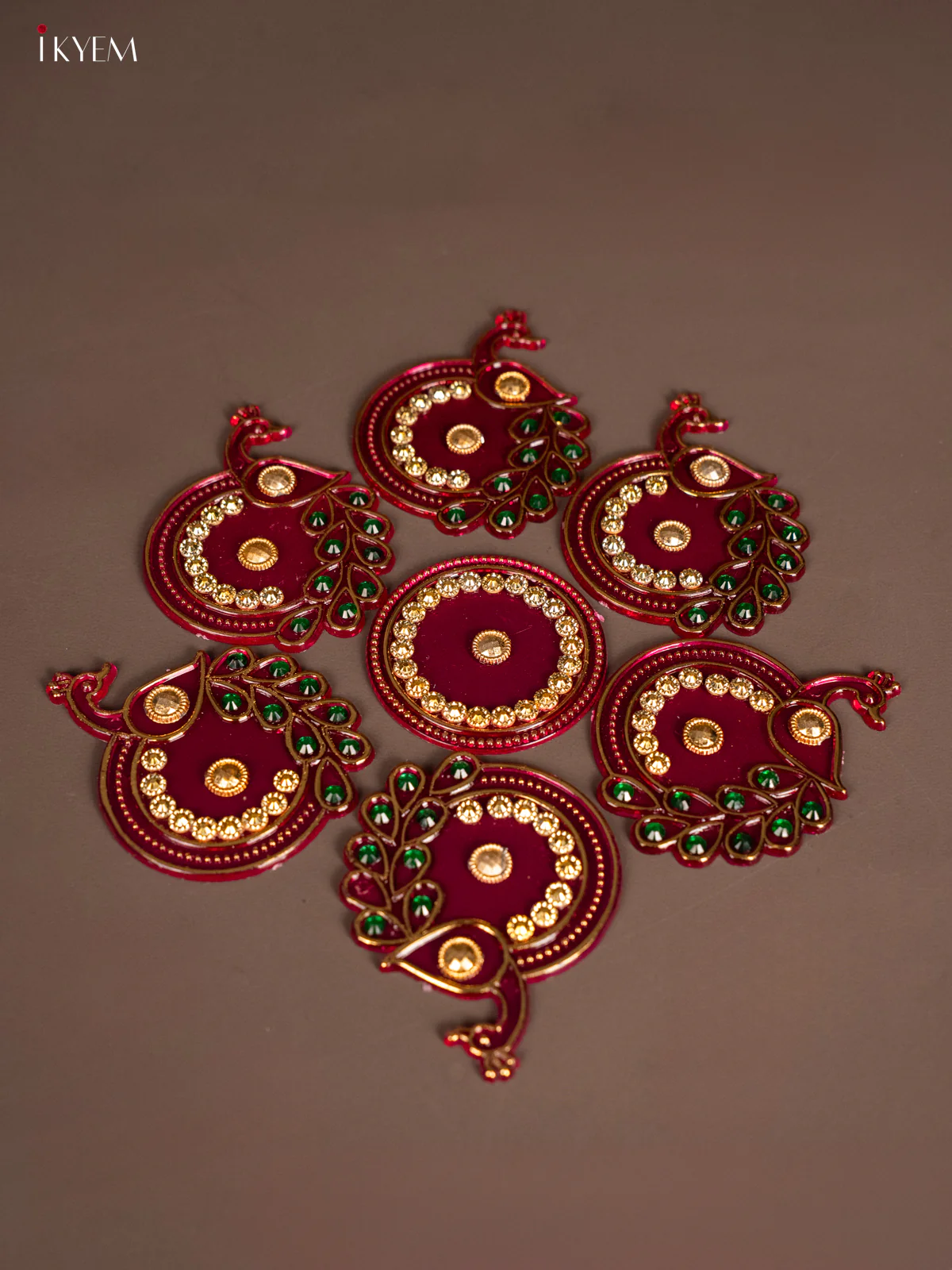 Plastic Mini Rangoli - Peacock - Pink - KH21242 - Image 2