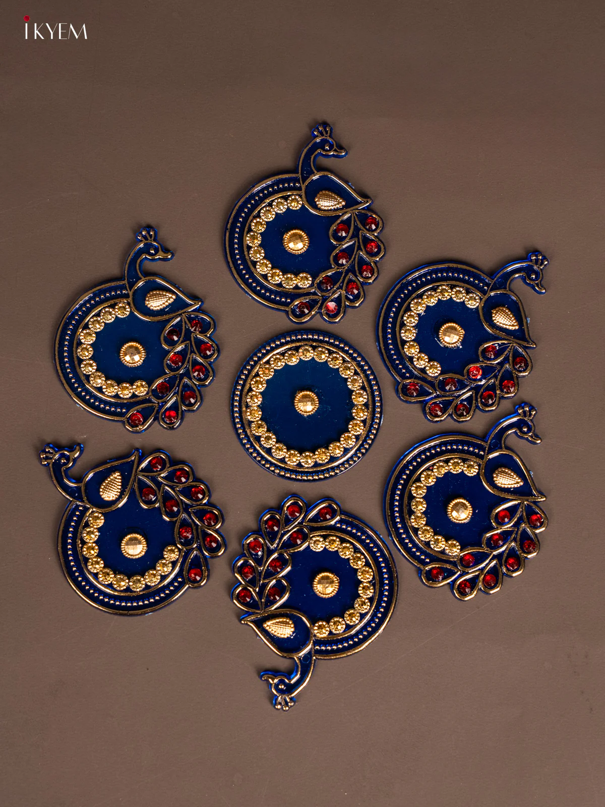 Plastic Mini Rangoli - Peacock - Blue - KH21244