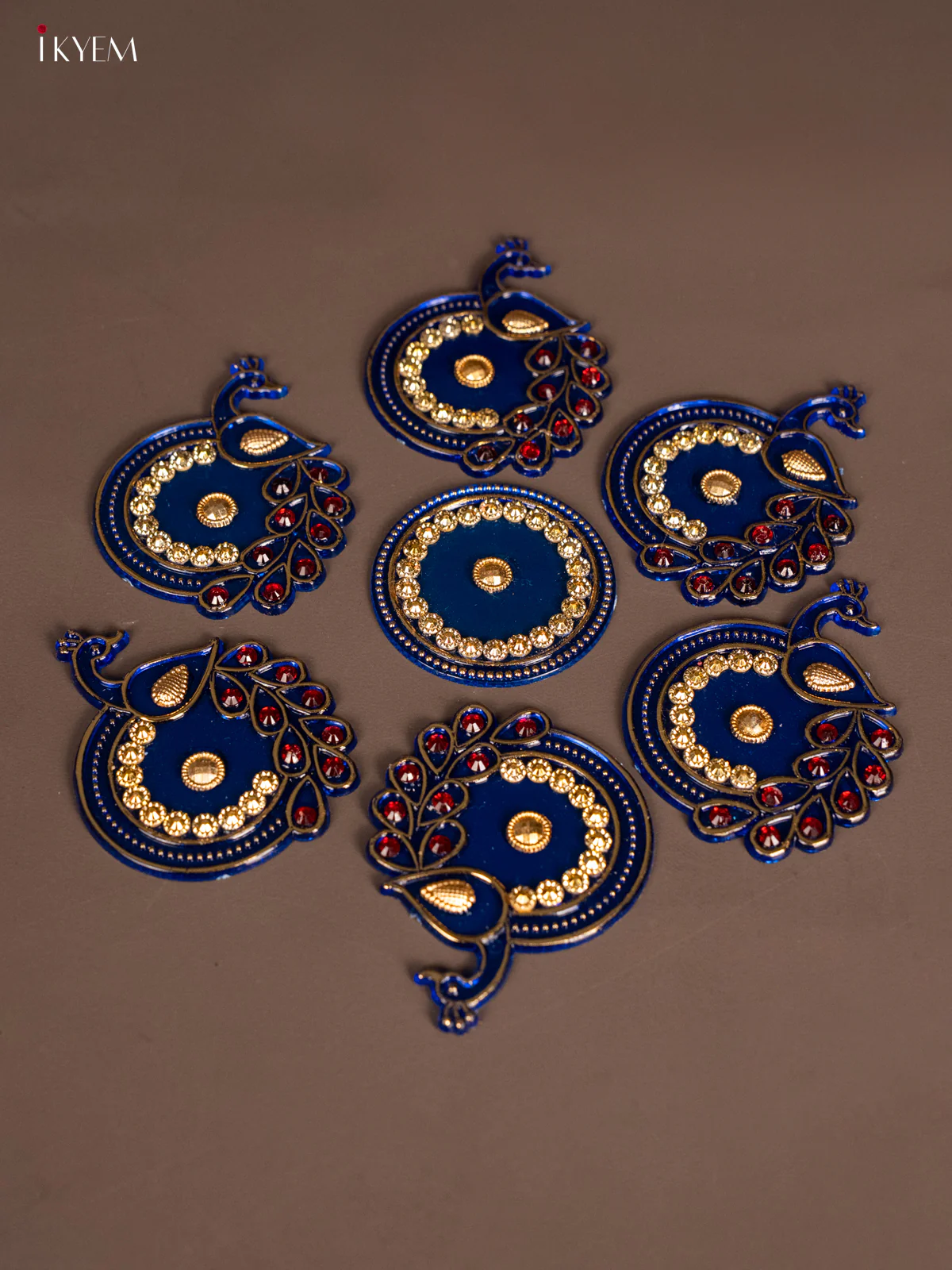 Plastic Mini Rangoli - Peacock - Blue - KH21244 - Image 2