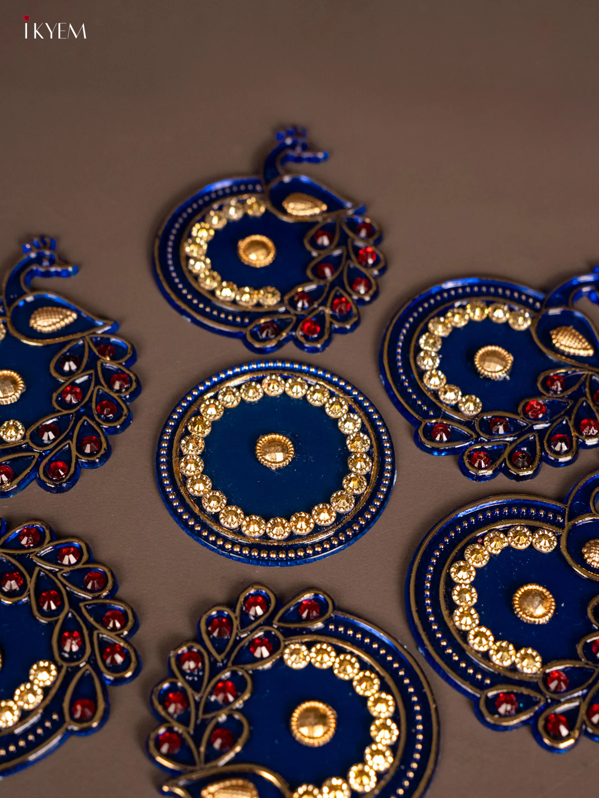 Plastic Mini Rangoli - Peacock - Blue - KH21244 - Image 3