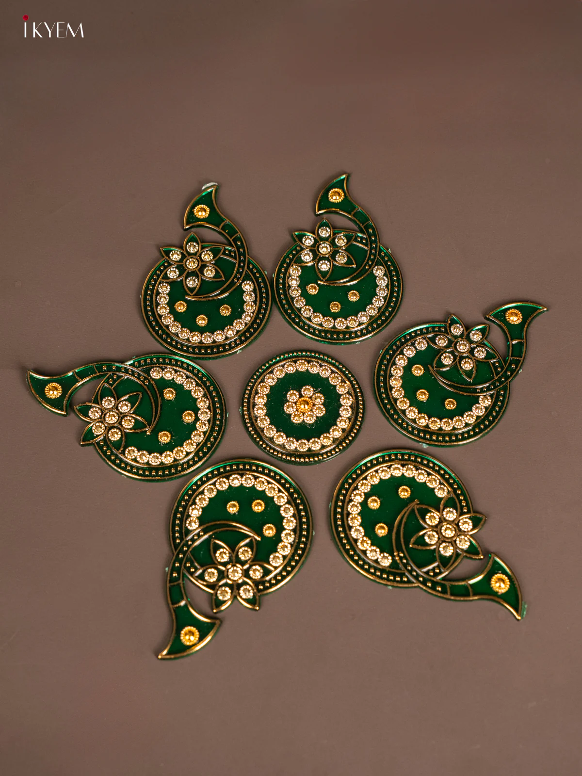 Plastic Mini Rangoli - Floral - Green - KH21245 - Image 3