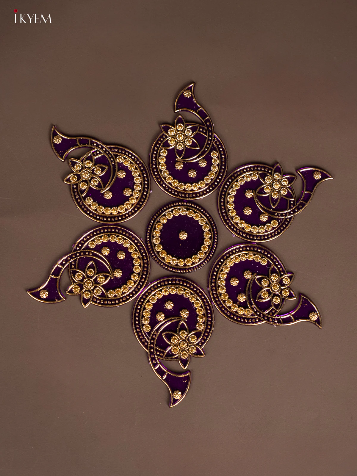 Plastic Mini Rangoli - Floral - Purple - KH21247