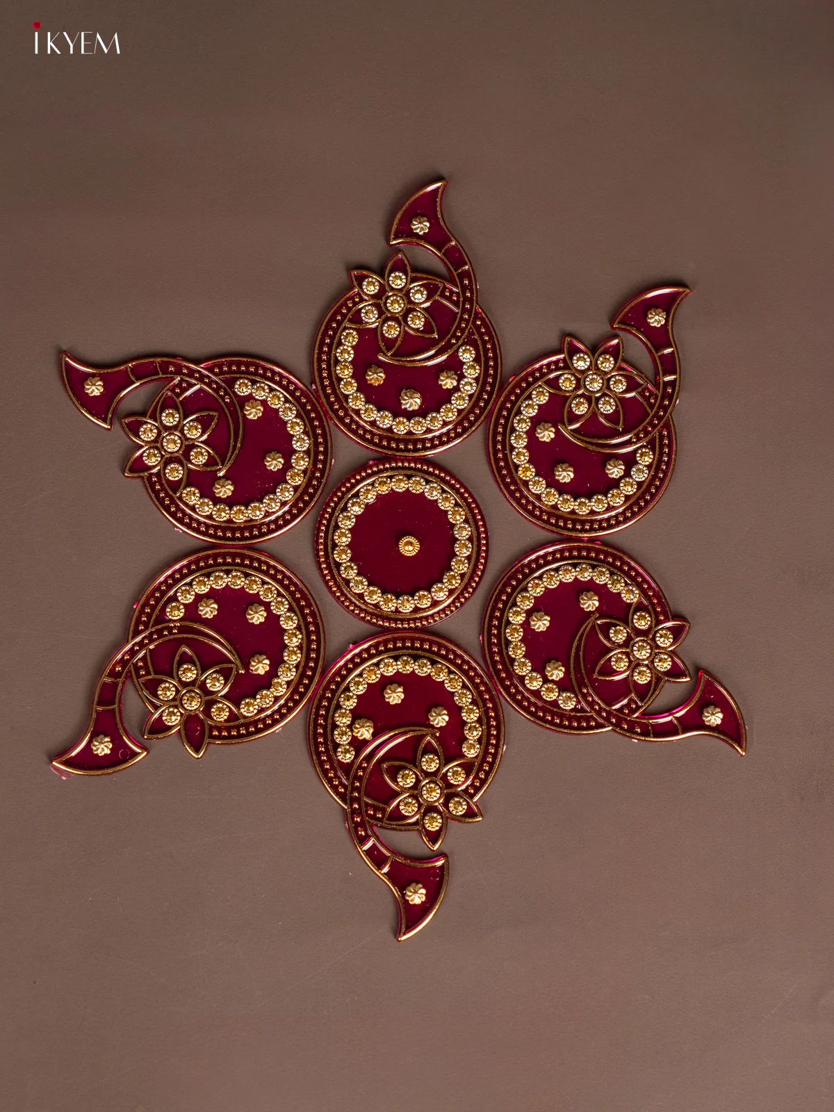 Plastic Mini Rangoli - Floral - Pink - KH21248