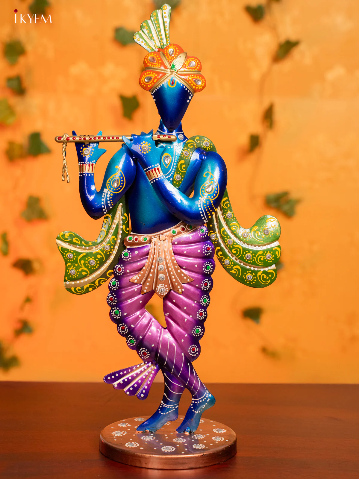 Metal Hand Painted Decor Krishna - 16.5 Inches- KH21259 - Image 3