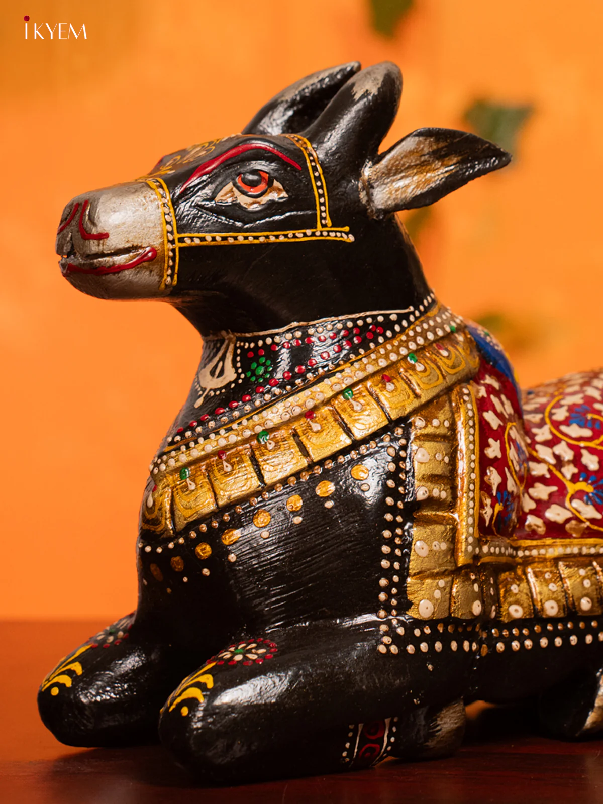 Wooden Hand Painted Nandi - KH21263 - Image 3