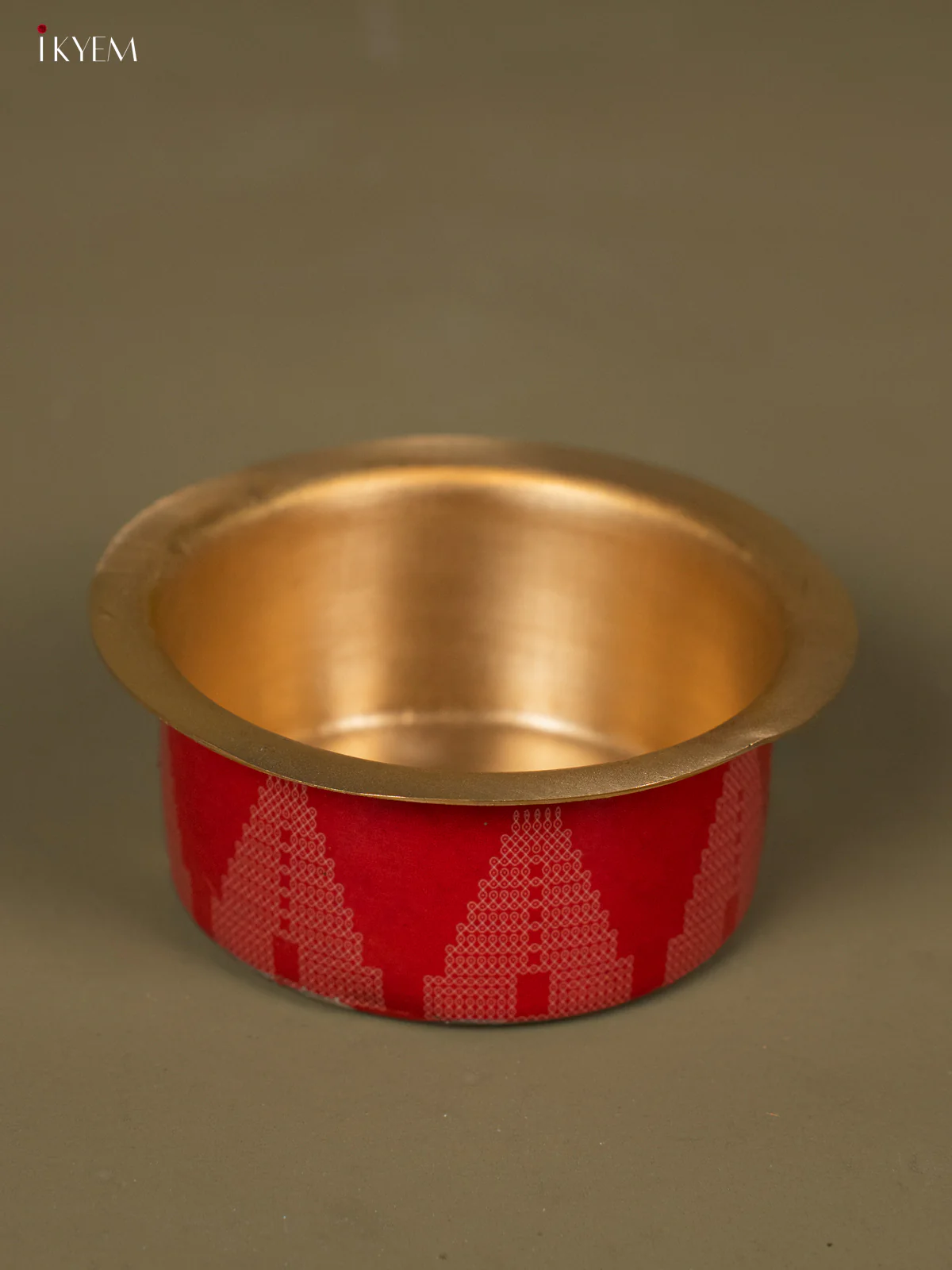 Gopuram Kolam Digital Printed Brass Coffee Dabara Set - Brick Red - KH22113 - Image 4