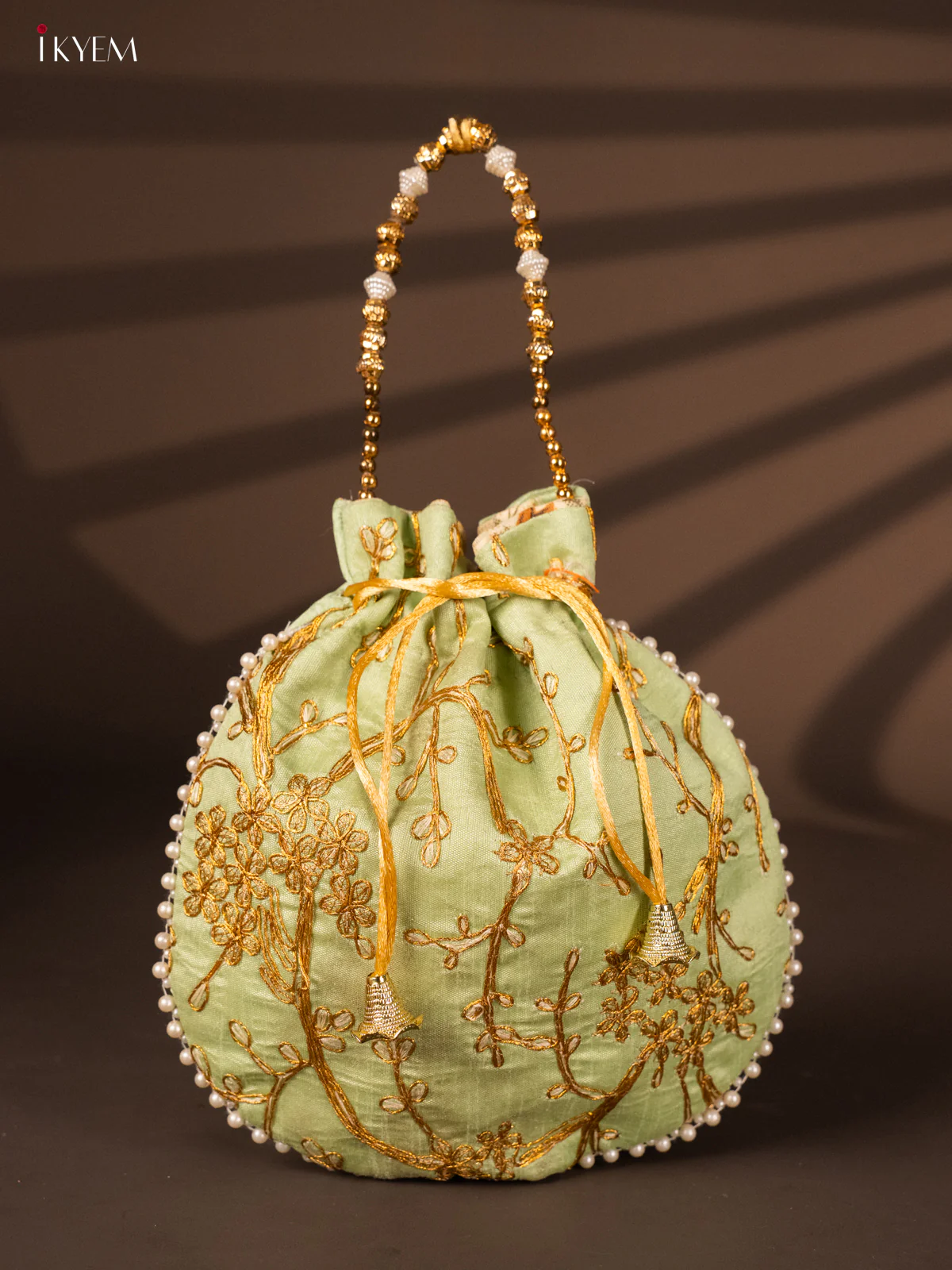 Designer Embroidered Potli Bag - Green - KH22133