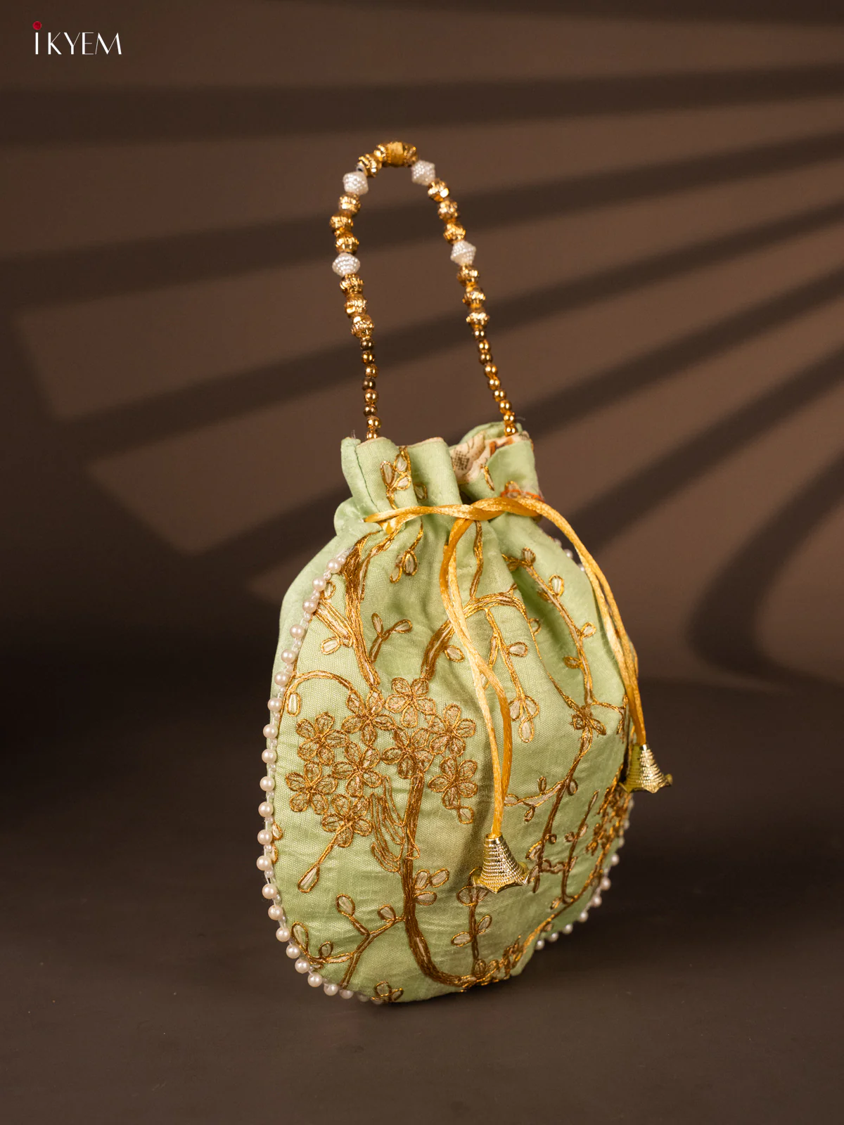 Designer Embroidered Potli Bag - Green - KH22133 - Image 2