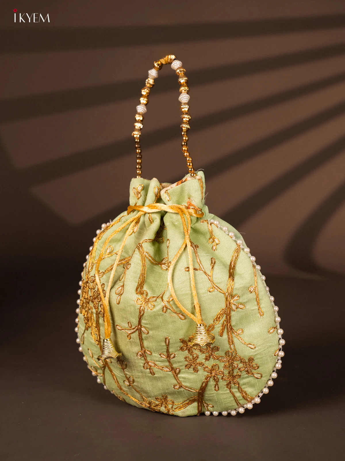 Designer Embroidered Potli Bag - Green - KH22133 - Image 3