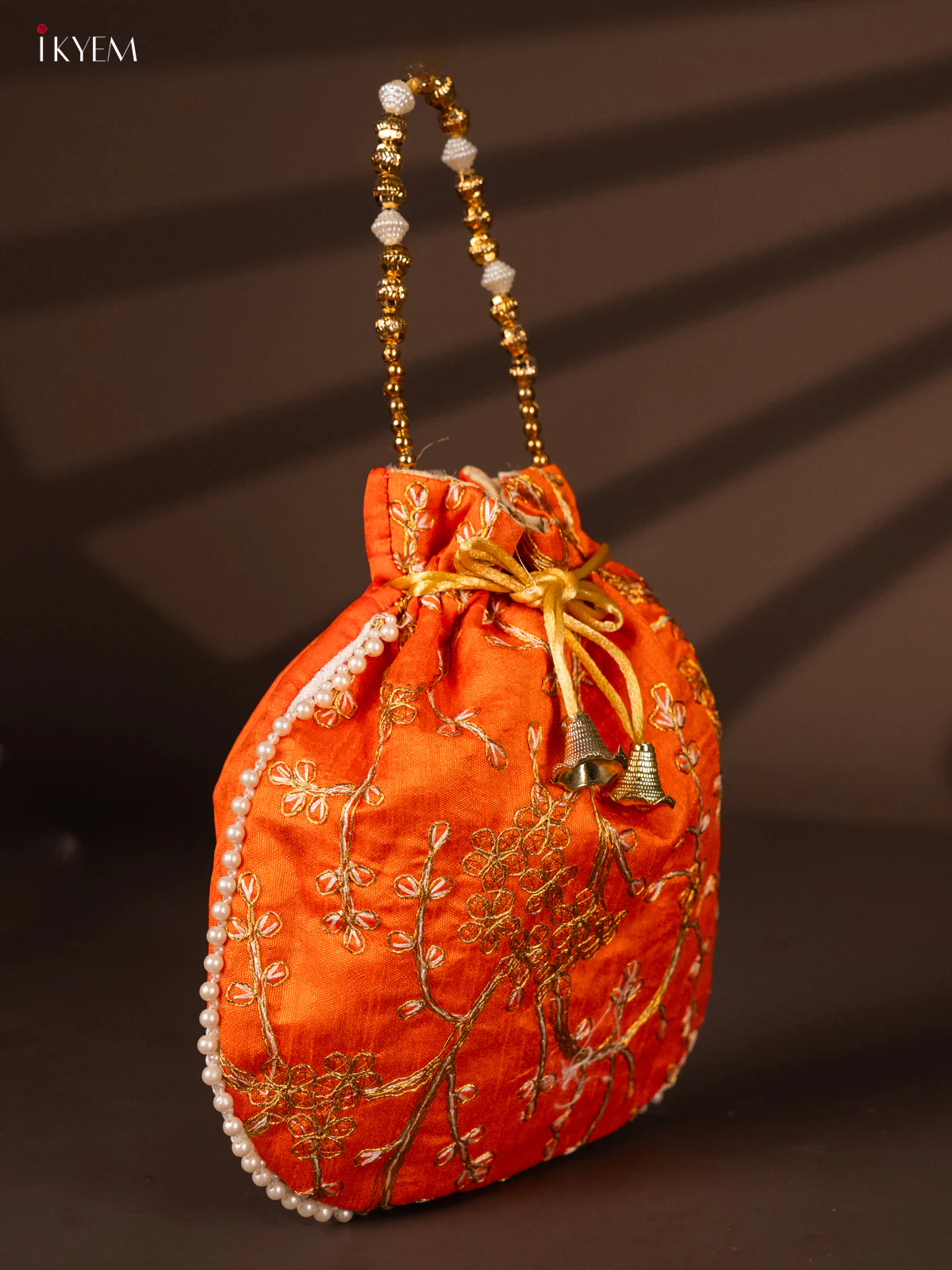 Designer Embroidered Potli Bag - Orange - KH22137 - Image 2
